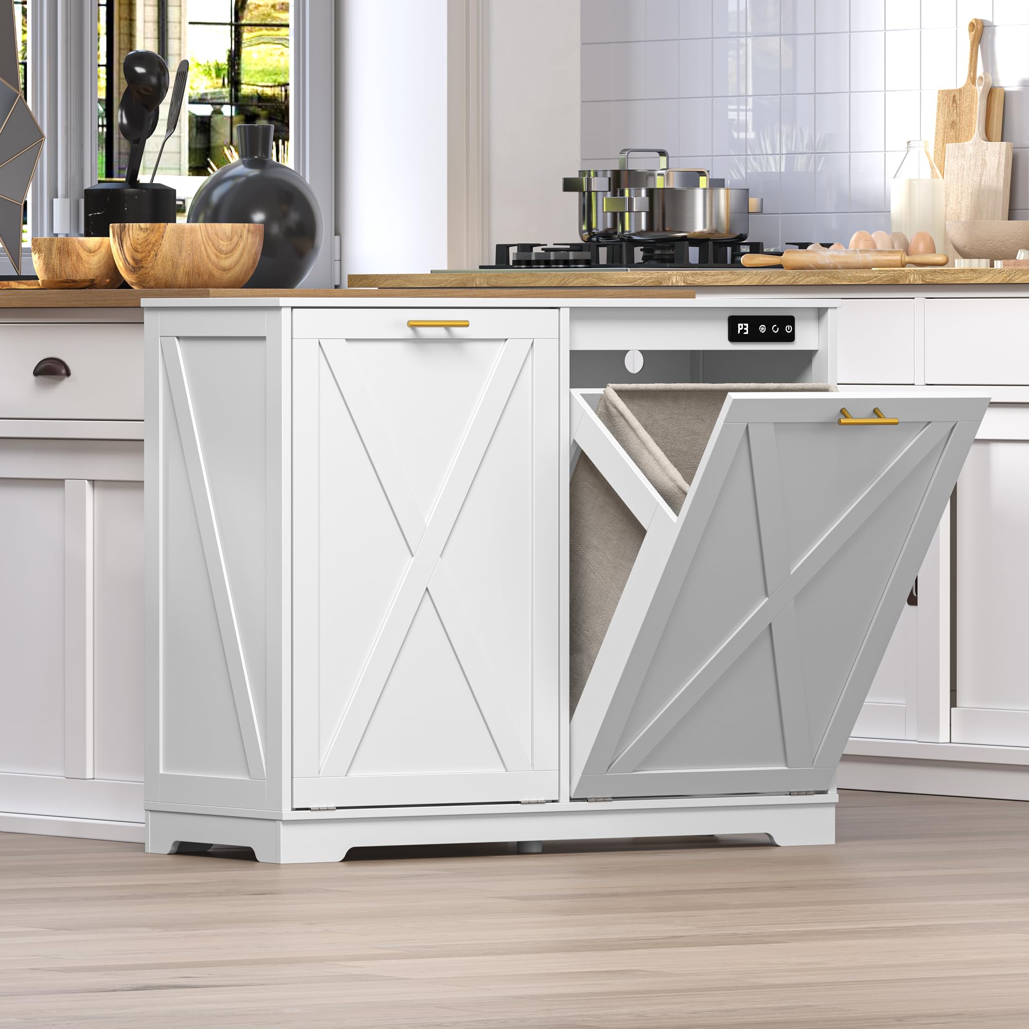 Tilt Out Trash Can Cabinet for 2 Bins