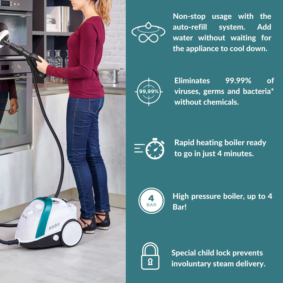 Vaporetto Smart 100 Steam Cleaner with Unlimited Steam Technology