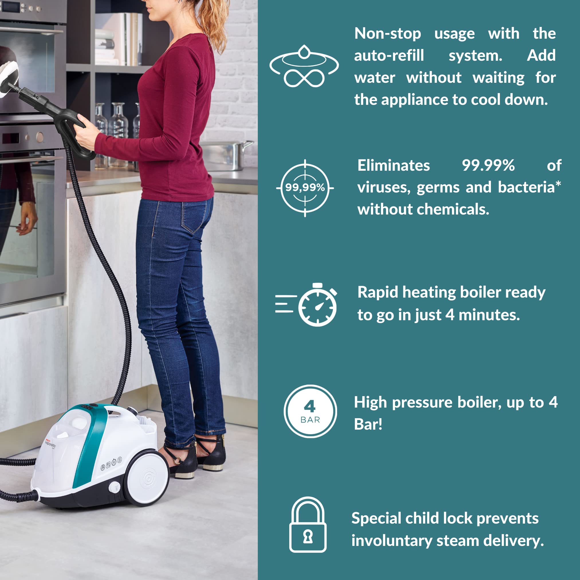 Vaporetto Smart 100 Steam Cleaner with Unlimited Steam Technology