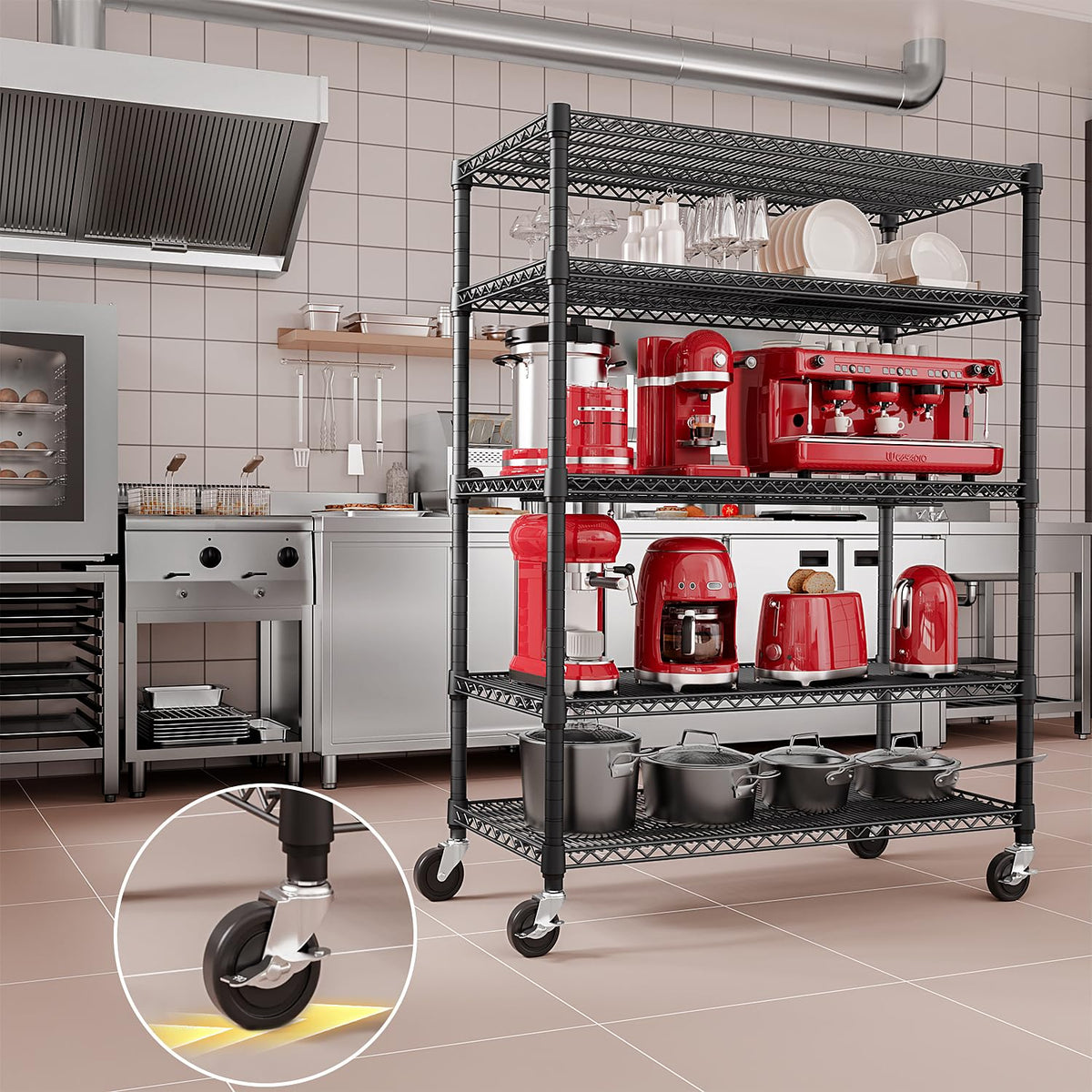 Garage Shelving Wide Storage Shelves 5 Tier Metal Shelves 4000 LBS Heavy Duty Adjustable Utility Shelf Rack Black 23.6" D x 53.1" W x 73.6" H (5 Count)