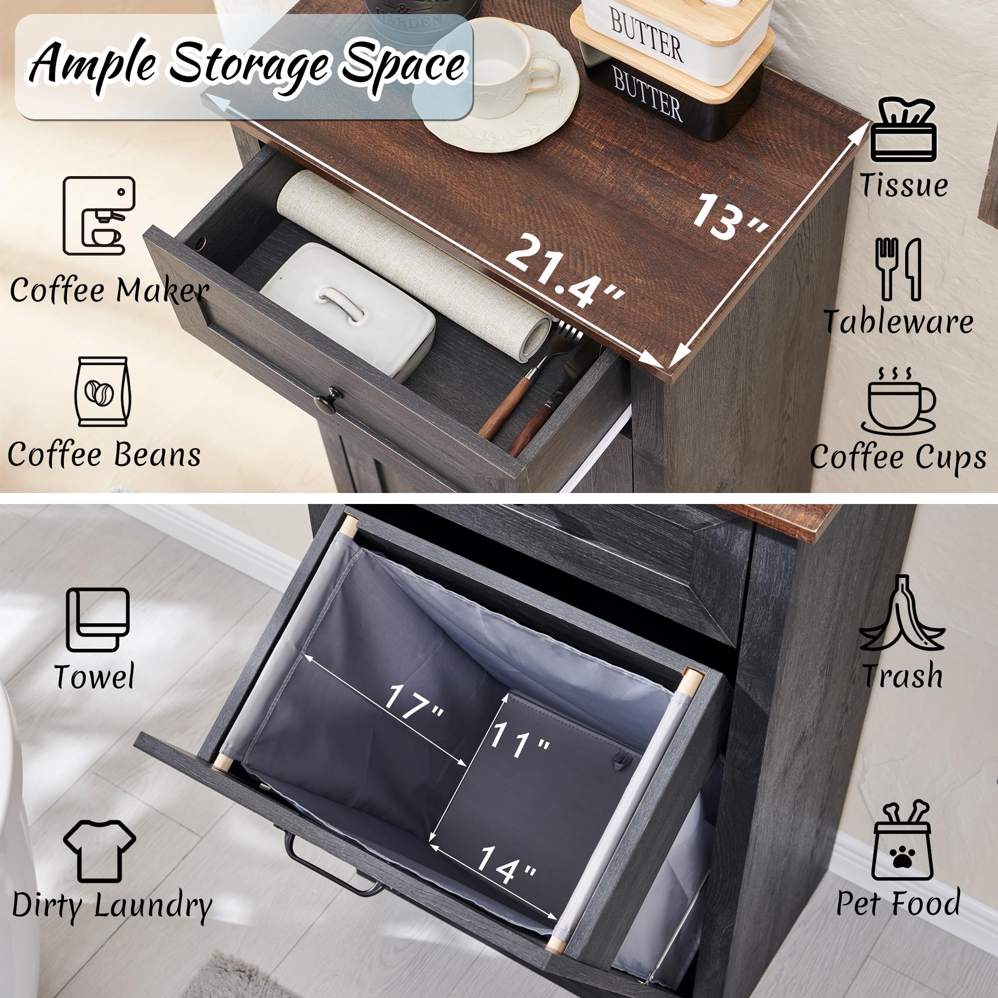 Tilt Out Laundry Hamper Cabinet