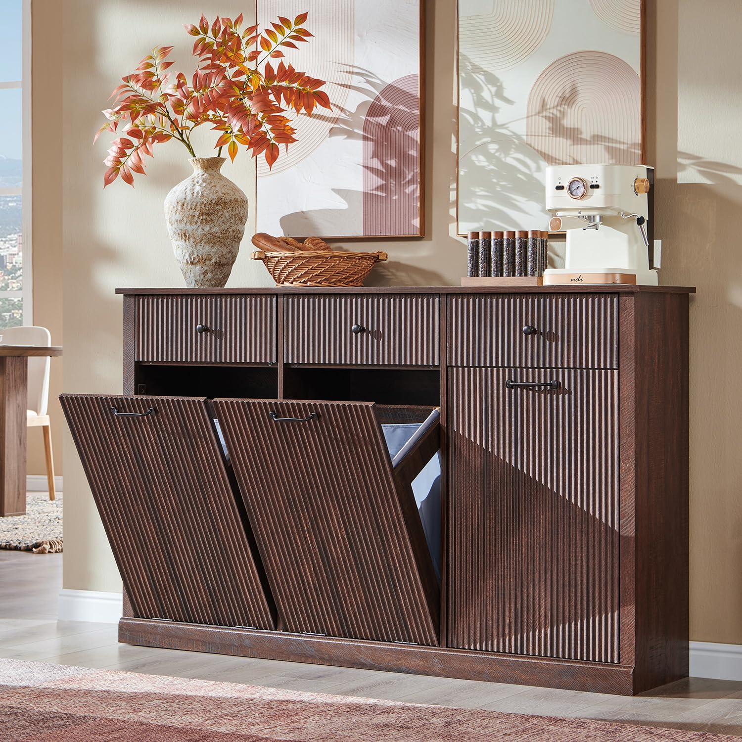 Triple Tilt Out Trash Can Cabinet