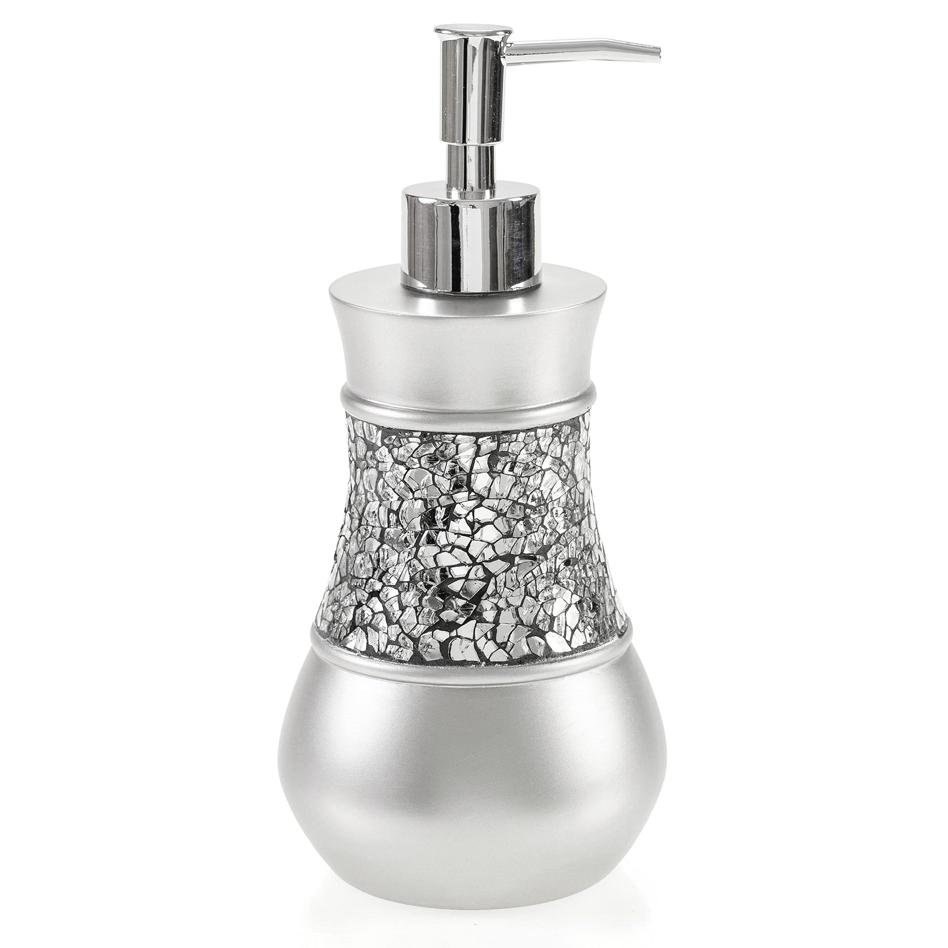 Crackled Glass Silver Hand Soap Dispenser for Bathroom (2 Count)