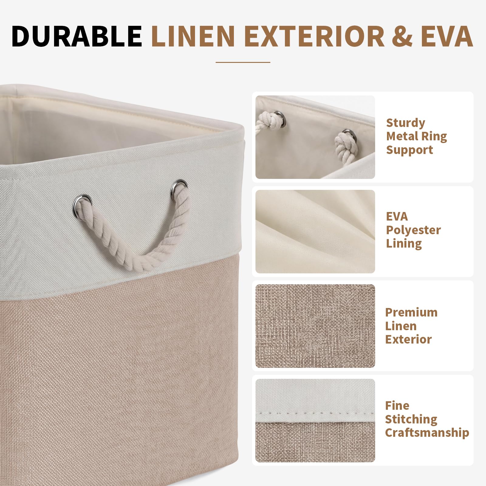 13×15×13 Inch Foldable Fabric Storage Basket with Handles (6 Count)