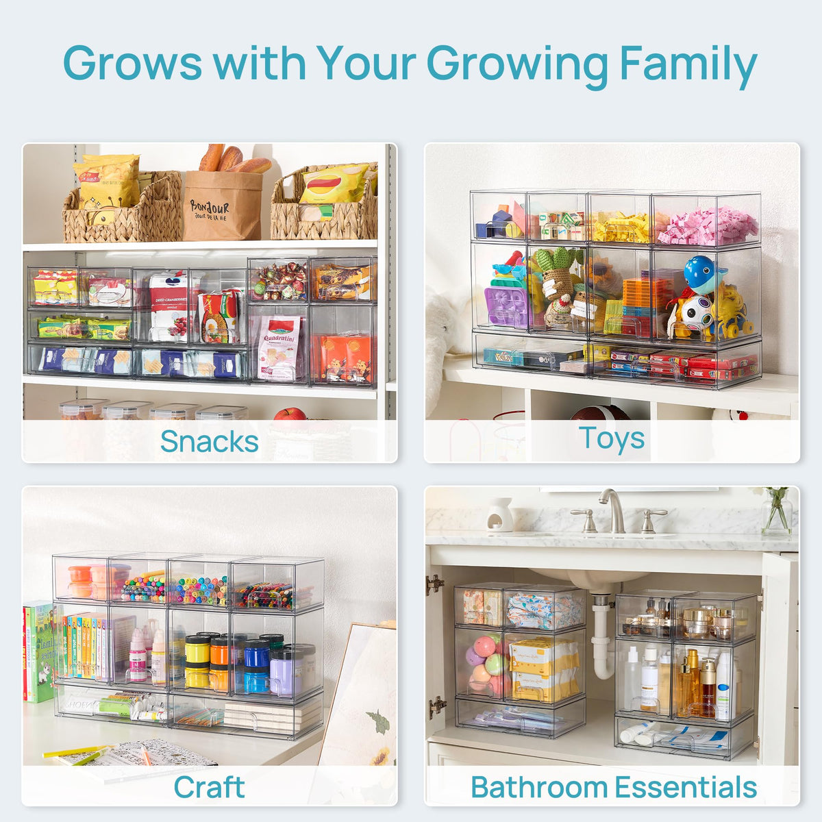 Clear Stackable Storage Drawers Set of 10 (10 Count)