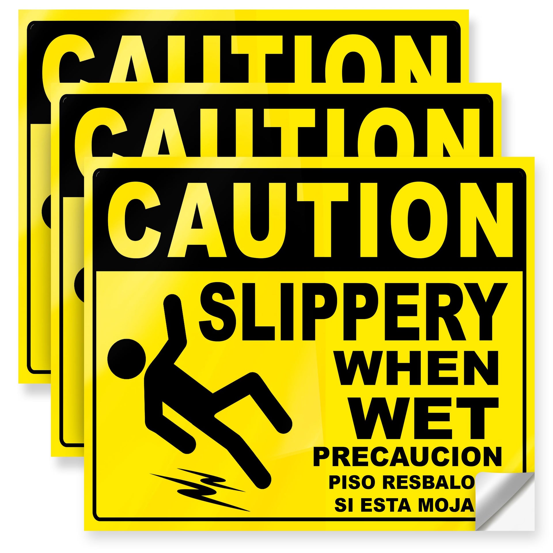 Caution Slippery When Wet Stickers (3 Count)