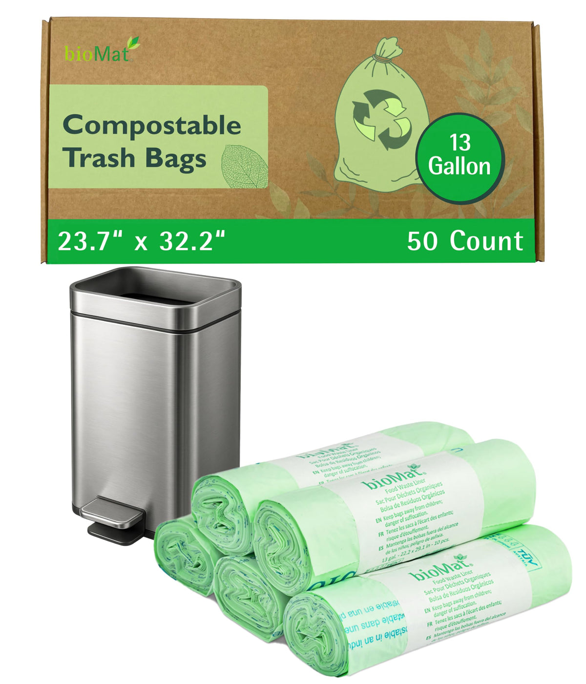 13 Gallon Compostable Food Scrap Bags (50 Count)