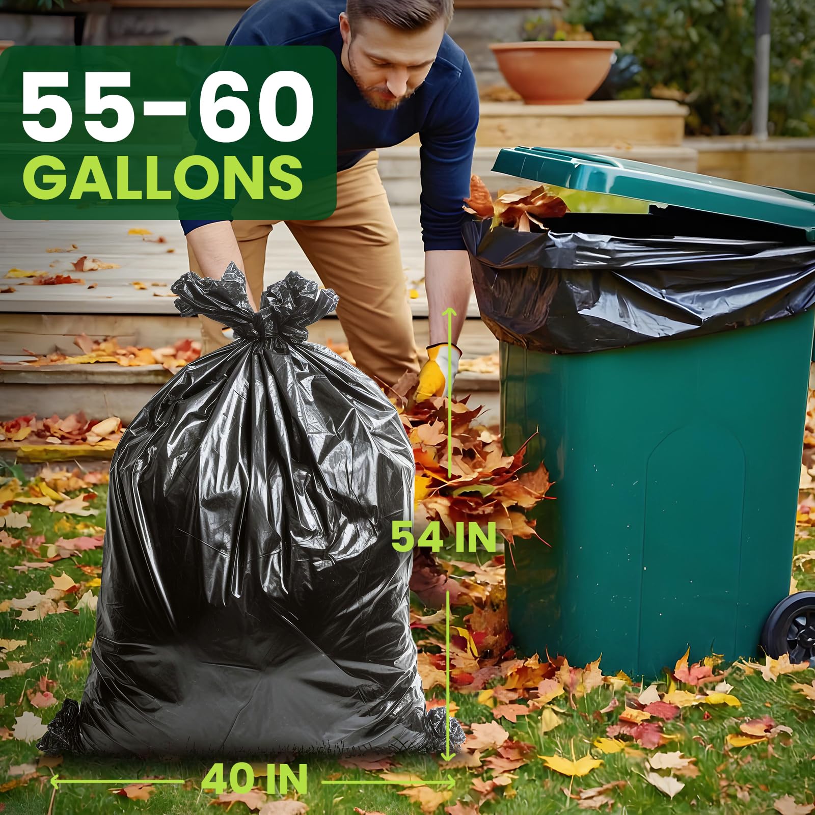 150 Count 55 60 Gallon Trash Bags