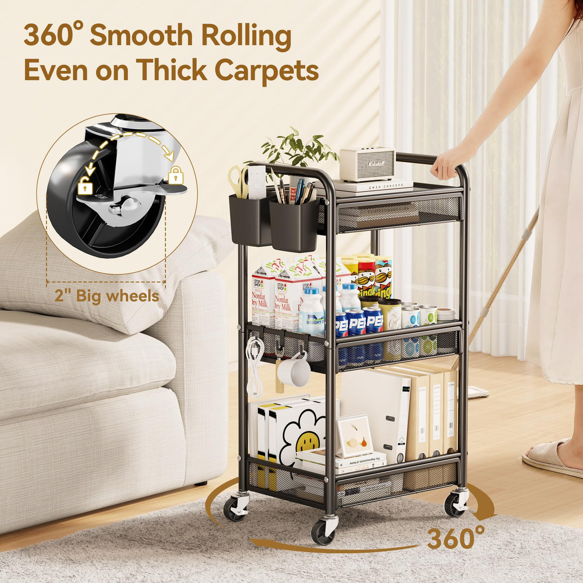 3 Tier Metal Rolling Cart
