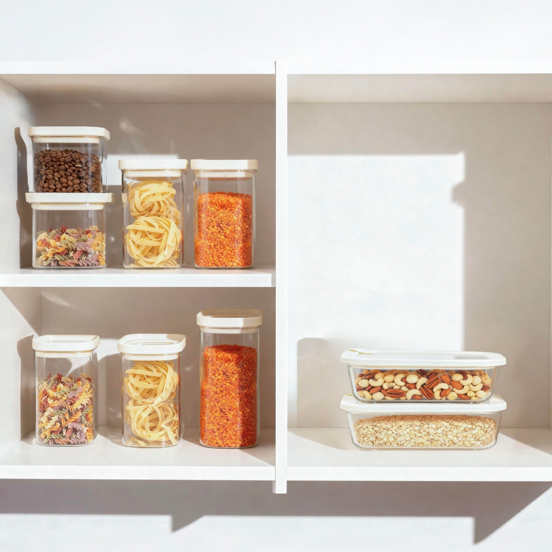 Glass Food Storage Jar with Glass Lid in Ractangle Shape (3 Count)