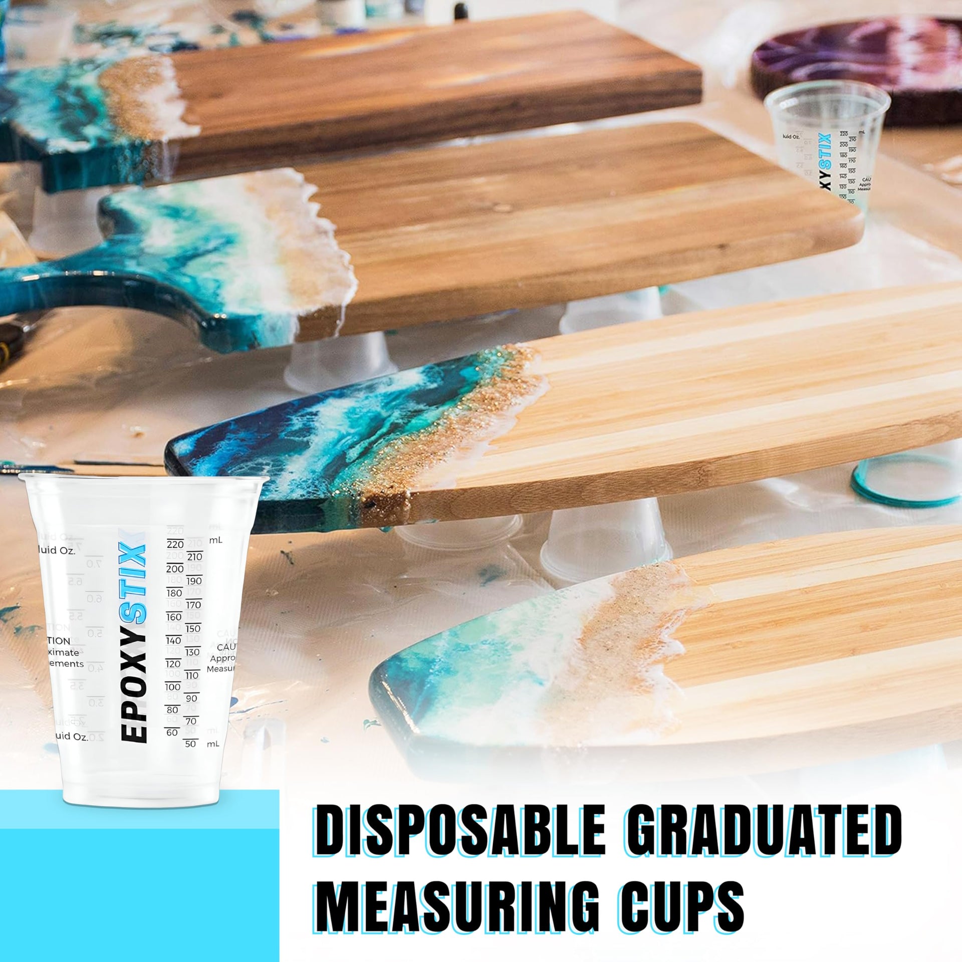 Pack of 50] 10oz Disposable Graduated Measuring Cups for Mixing