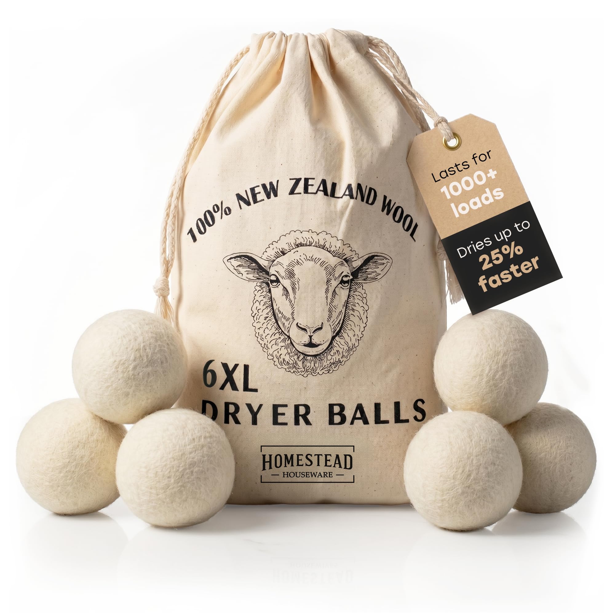 XL Wool Dryer Balls 6 (6 Count)