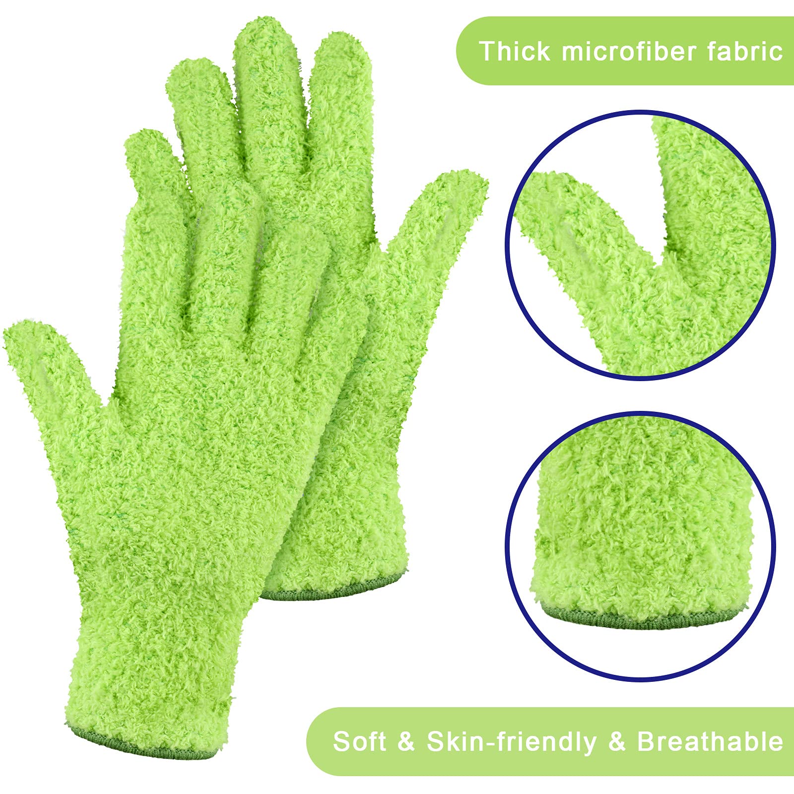 3 Pairs Microfiber Dusting Gloves for Plants Leaf (3 Count)