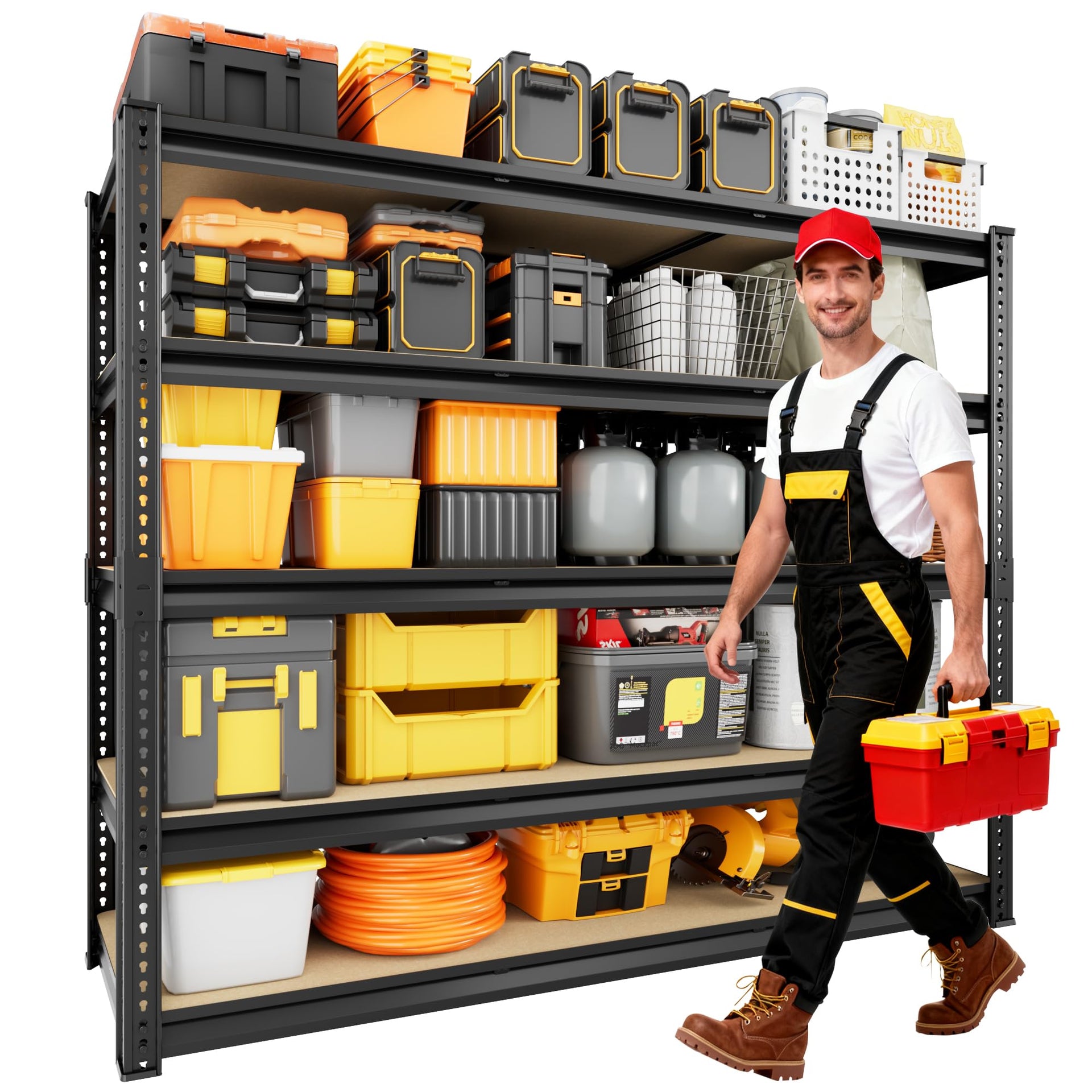 48" W Garage Shelving Storage Shelves 5 Tier Heavy Duty Shelving