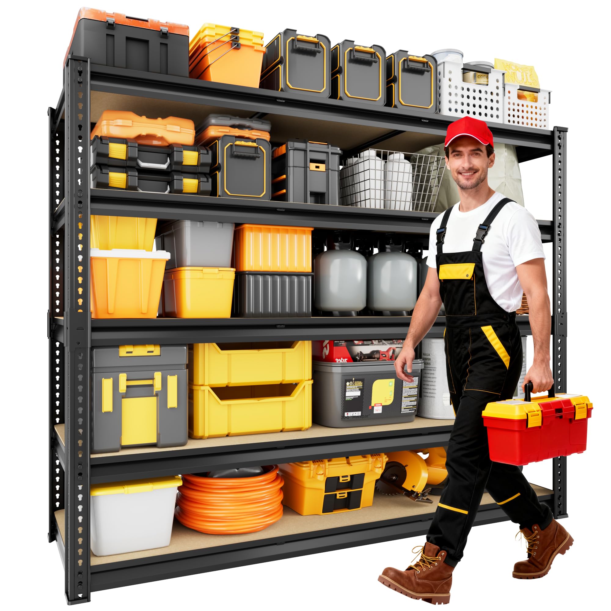 48" W Garage Shelving Storage Shelves 5 Tier Heavy Duty Shelving