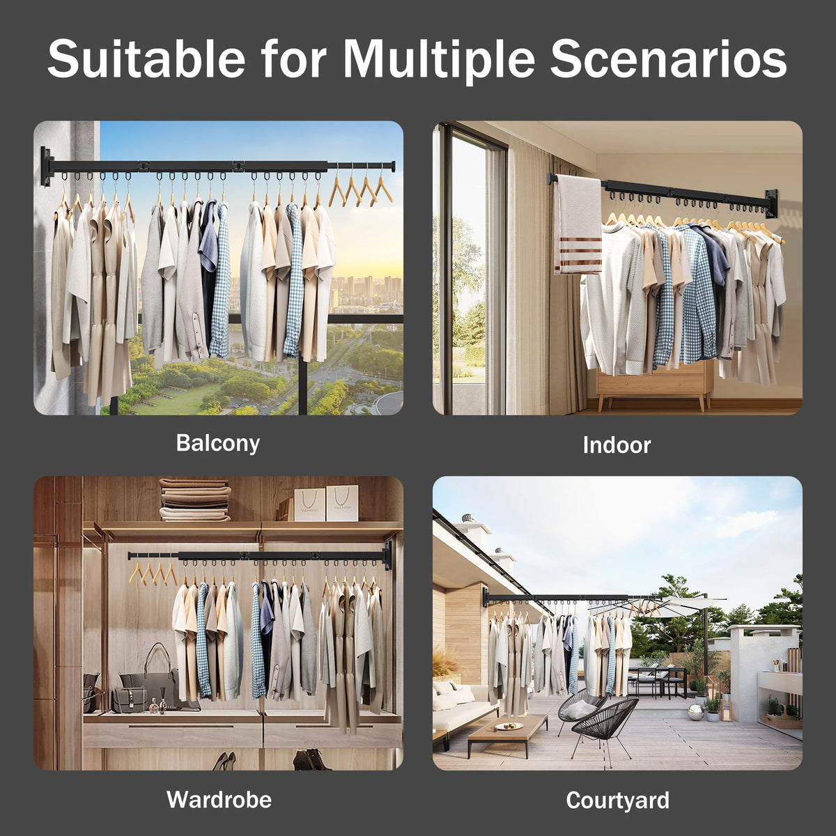 Wall Mounted Foldable Clothes Drying Rack