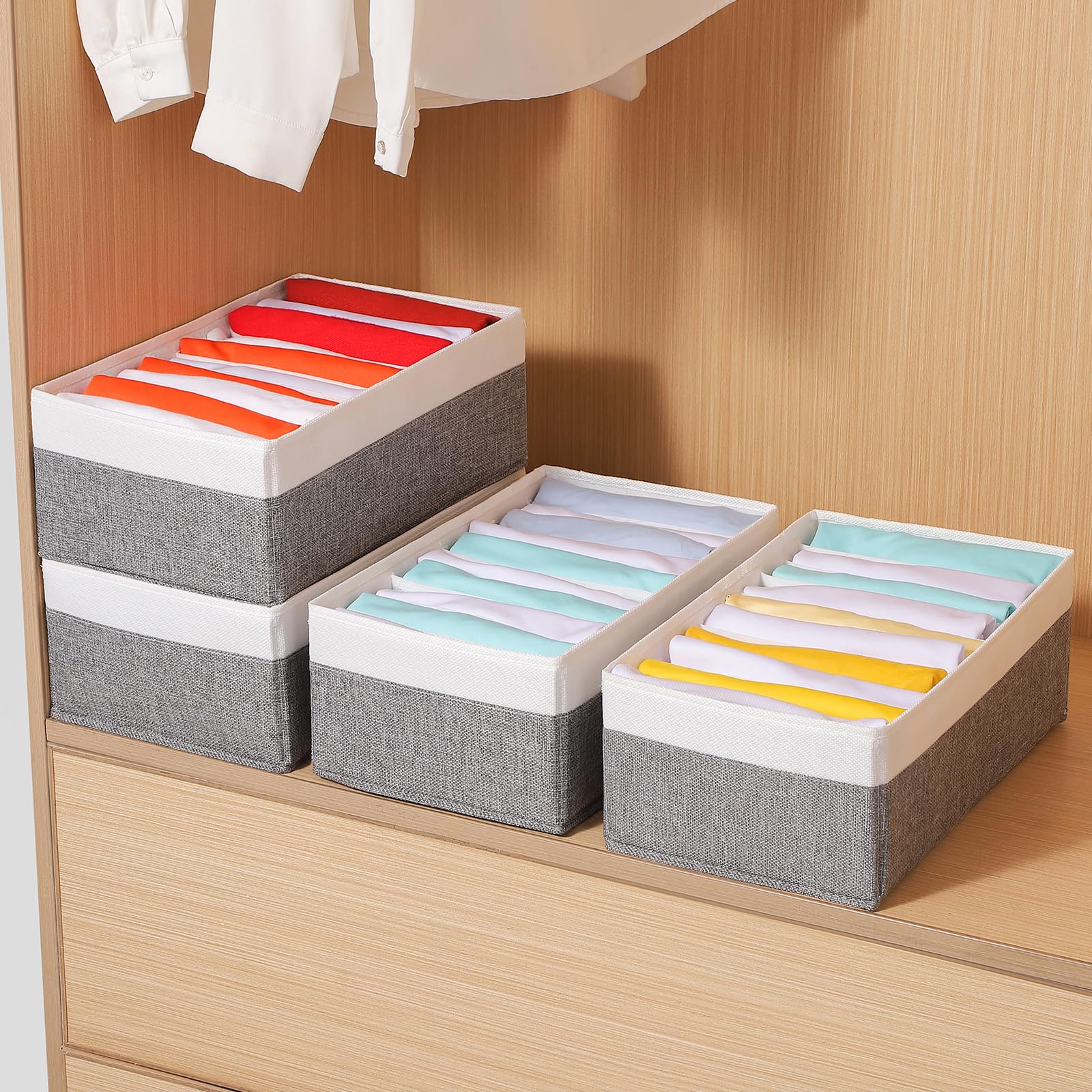 4 Packs T shirt Drawer Organizers for Clothing (4 Count)