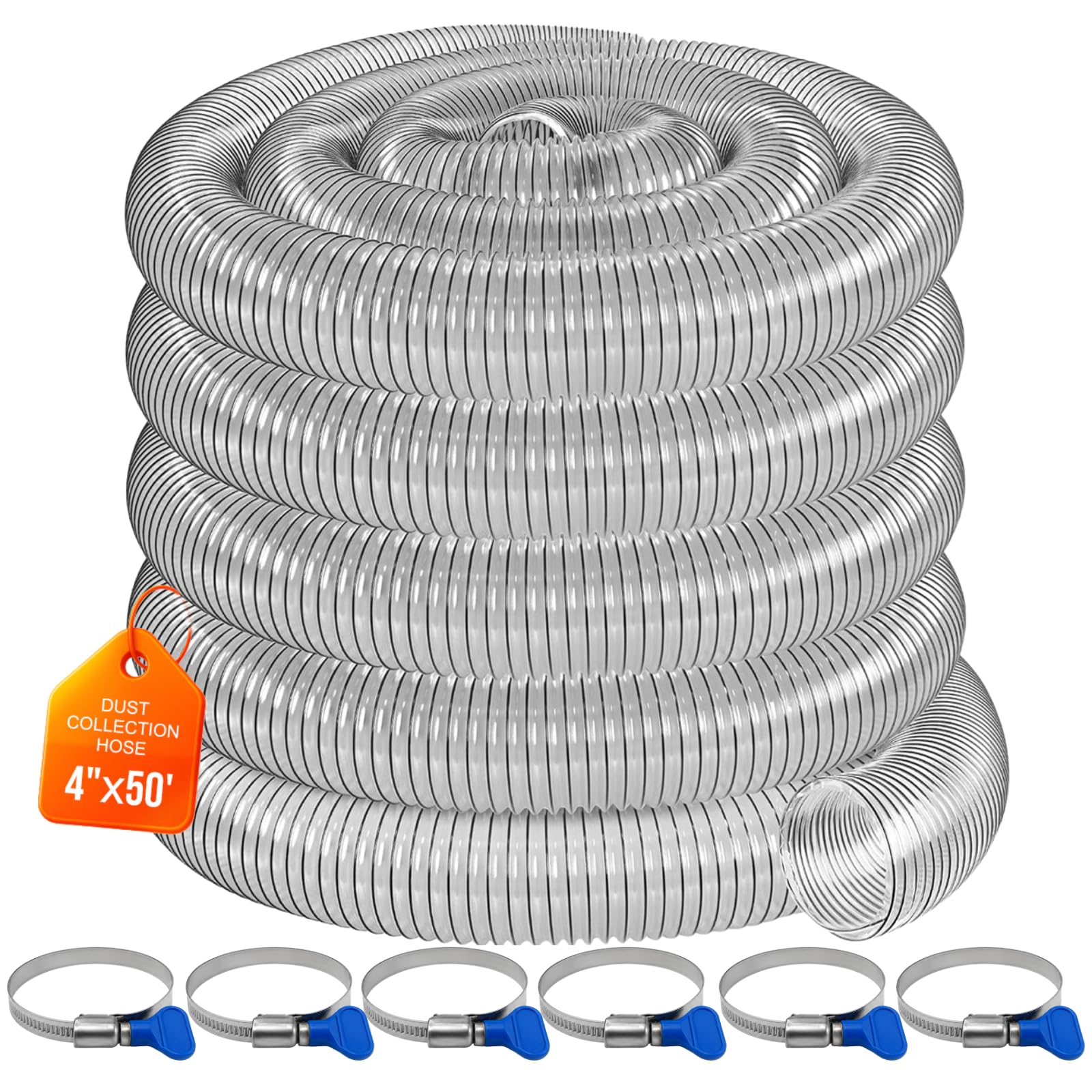 4"x50' Clear PVC Dust Collection Hose