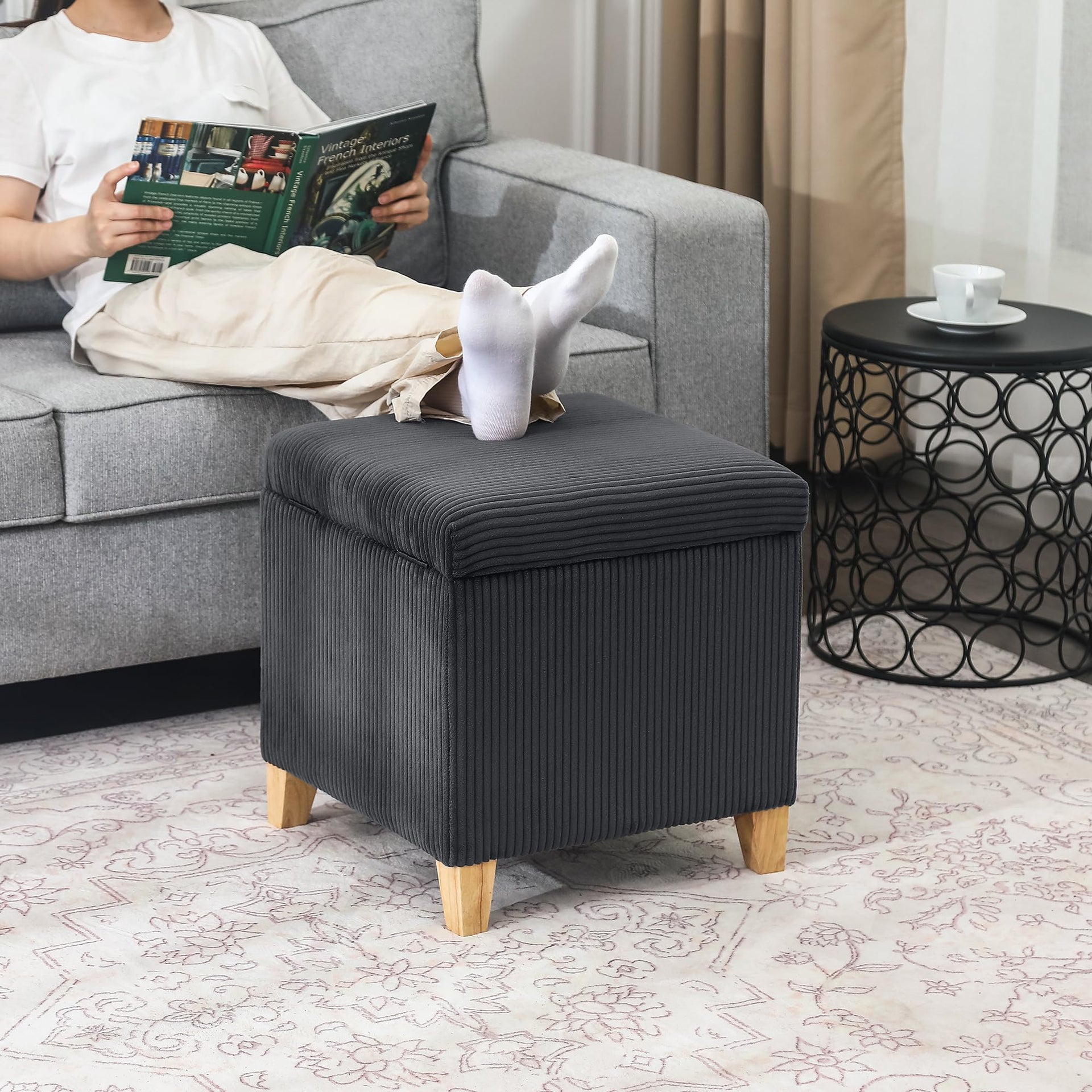 Faux Fur Storage Ottoman Cube