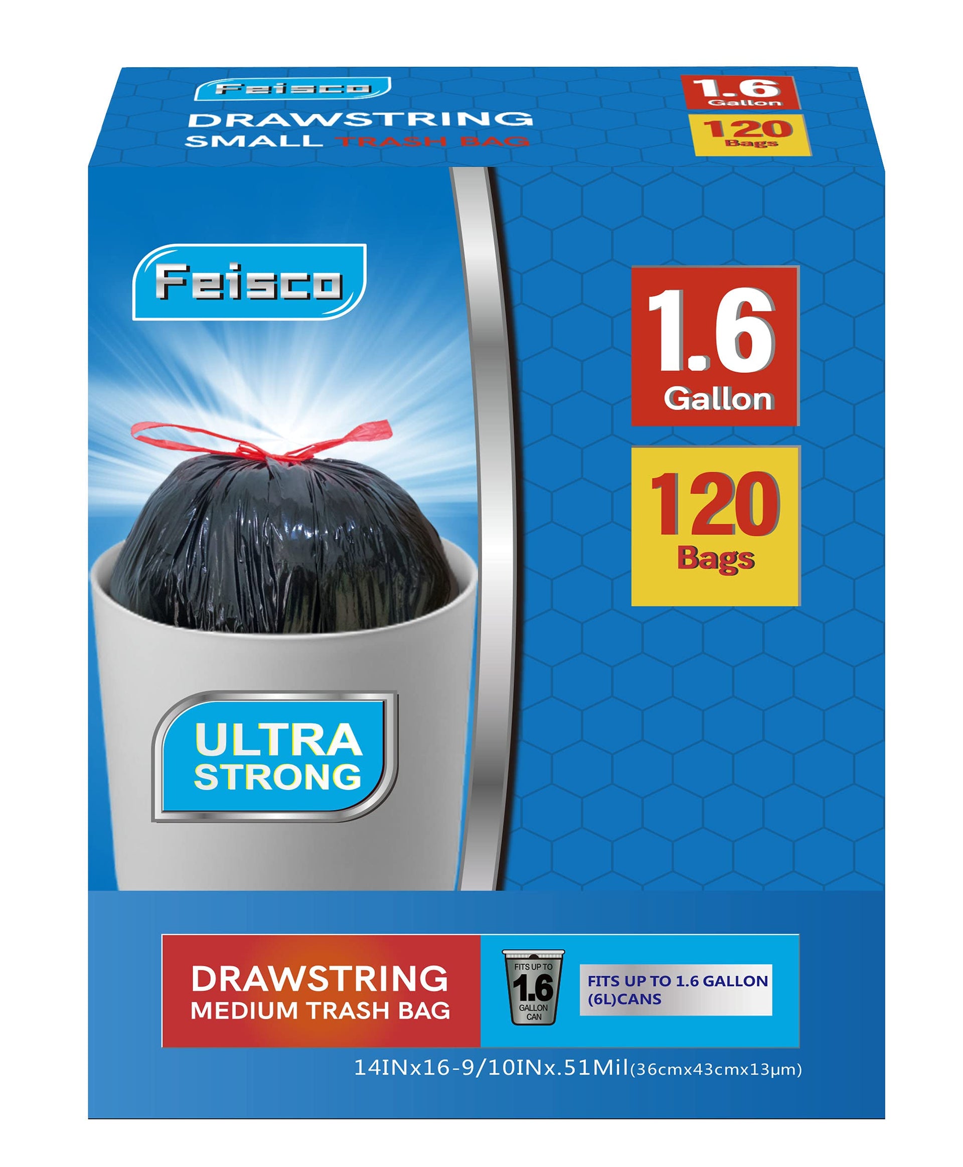 1.6 Gallon Black Trash Bag (120 Count)