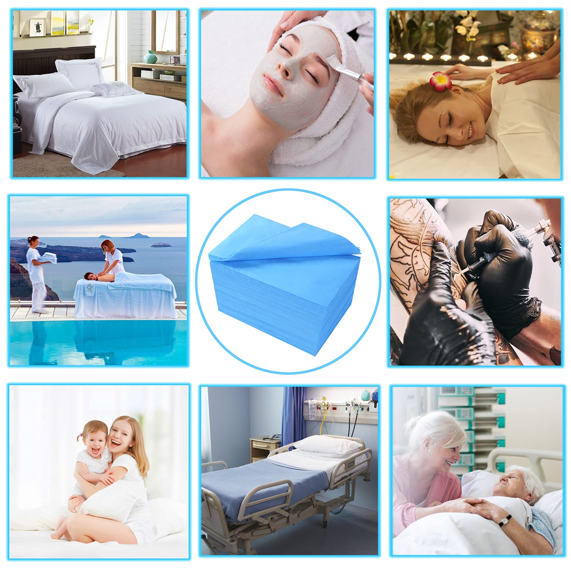 200 Pcs Disposable Bed Sheets 31" x 71" Massage Table Sheets Non Woven Fabric SPA Bed Cover Breathable for Massage Beauty Tattoos (200 Count)