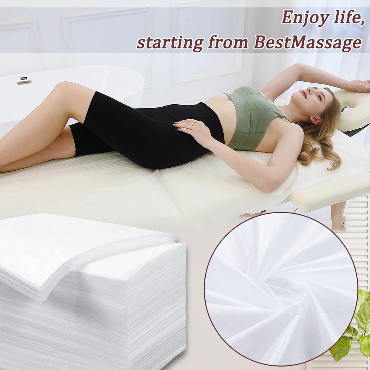 Disposable Bed Sheets 100 Pcs 31" x 71" Massage Table Sheets Non Woven Fabric SPA Bed Cover Breathable for Massage Beauty Tattoos (100 Count)