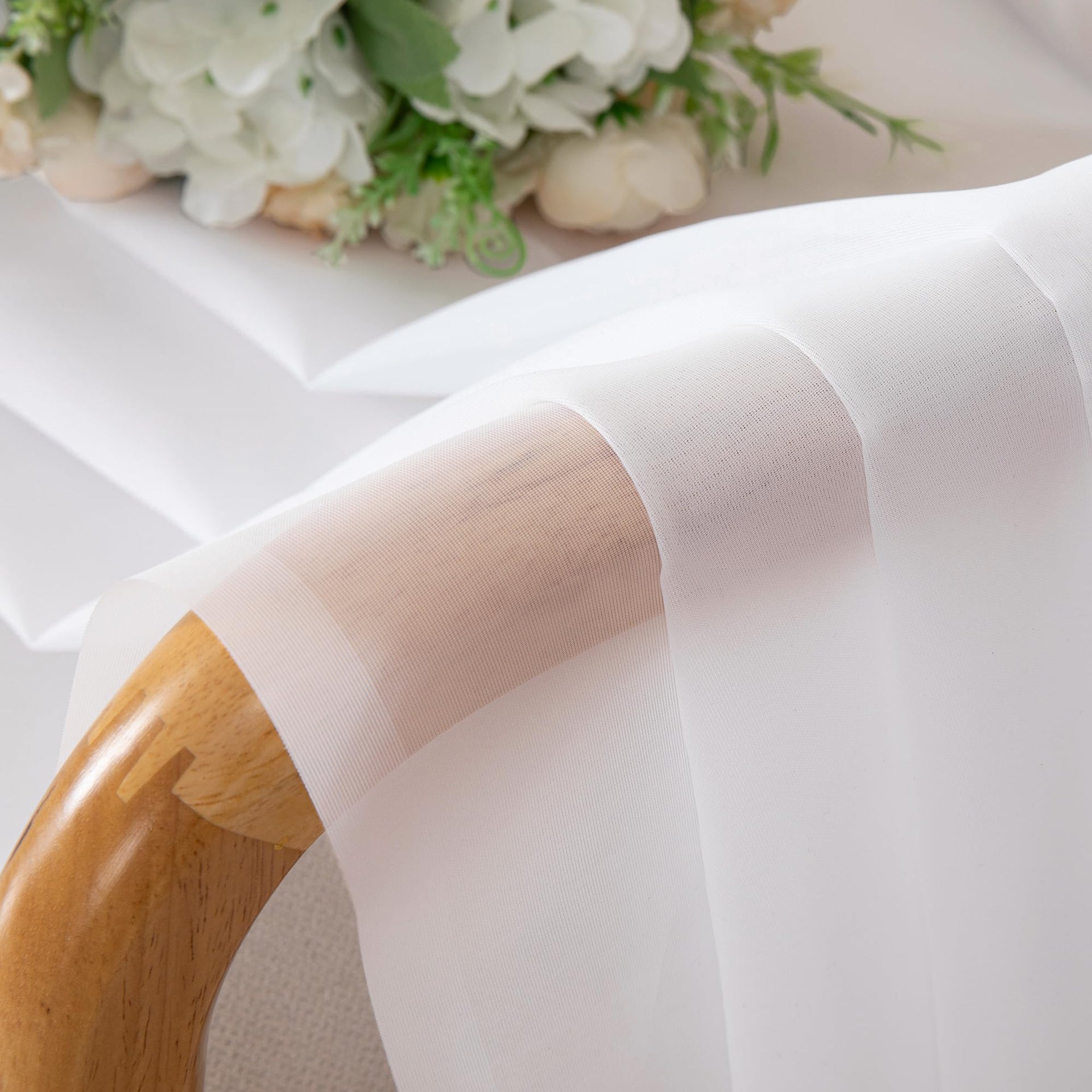 White Sheer Curtains 63 Inch Length 2 Panels