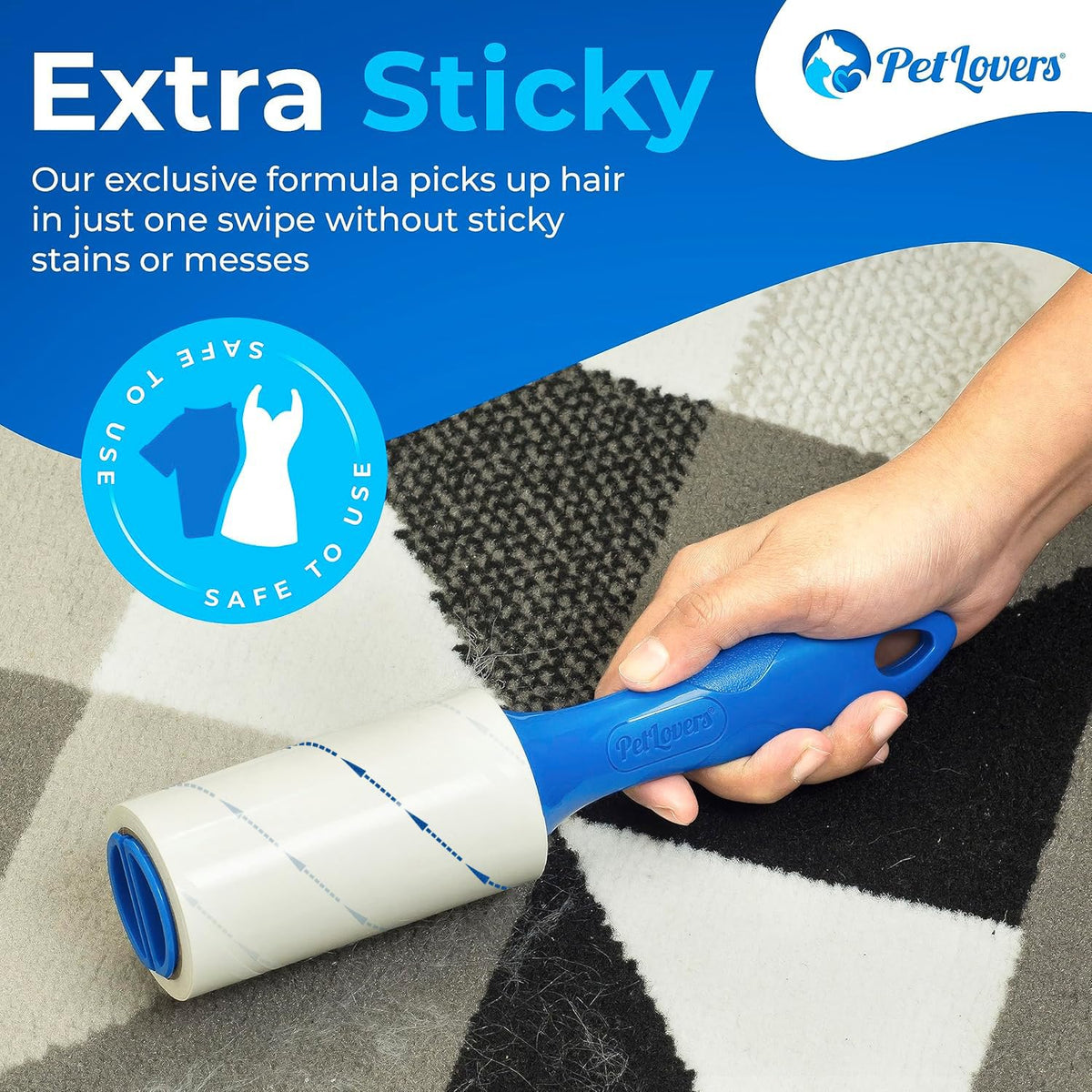 Extra Sticky Lint Roller Mega Value Set 450 Sheets for Pet Hair Removal and Clothes