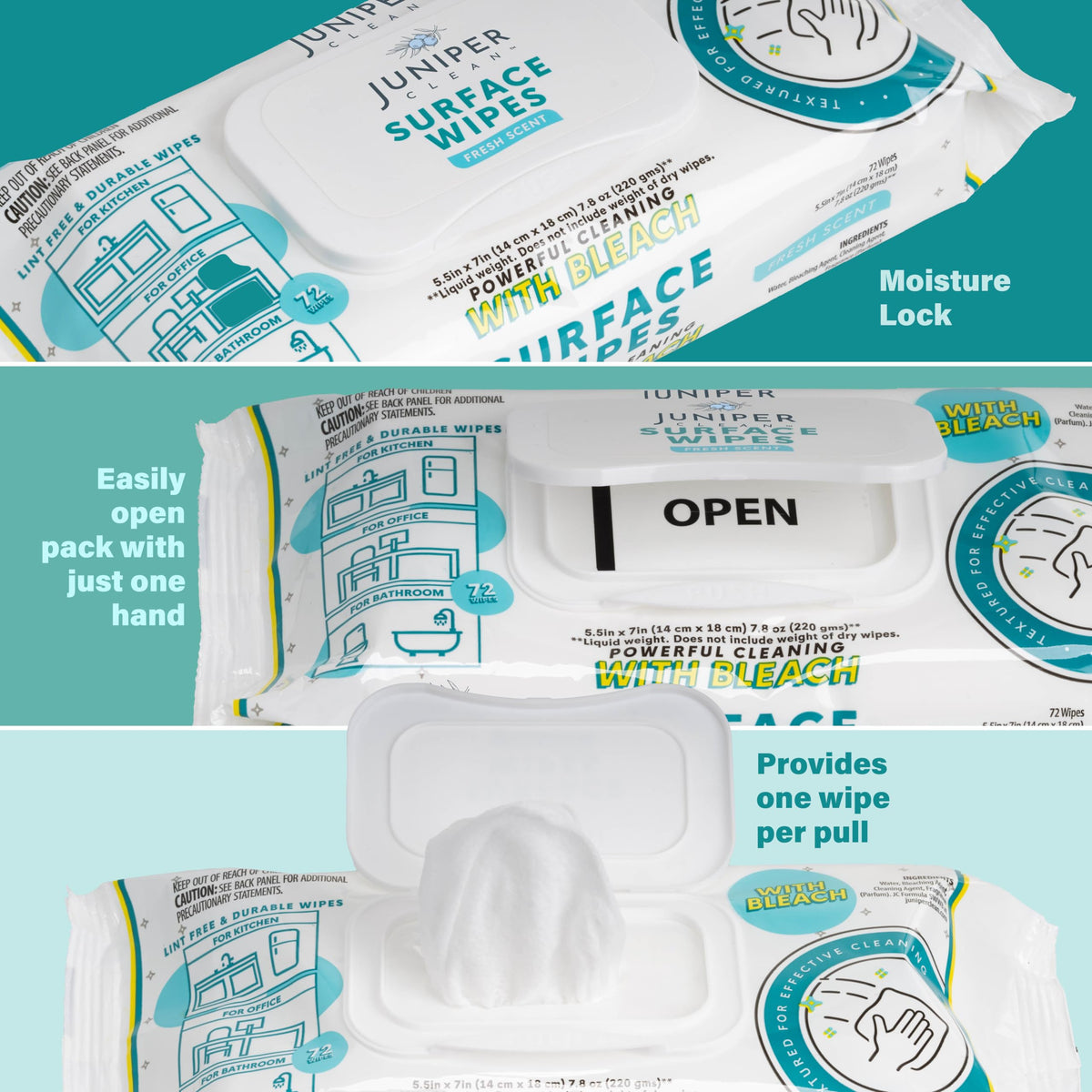 24 Pack Surface Cleaning Wipes with Bleach (1728 Count) - ModHome Supplies