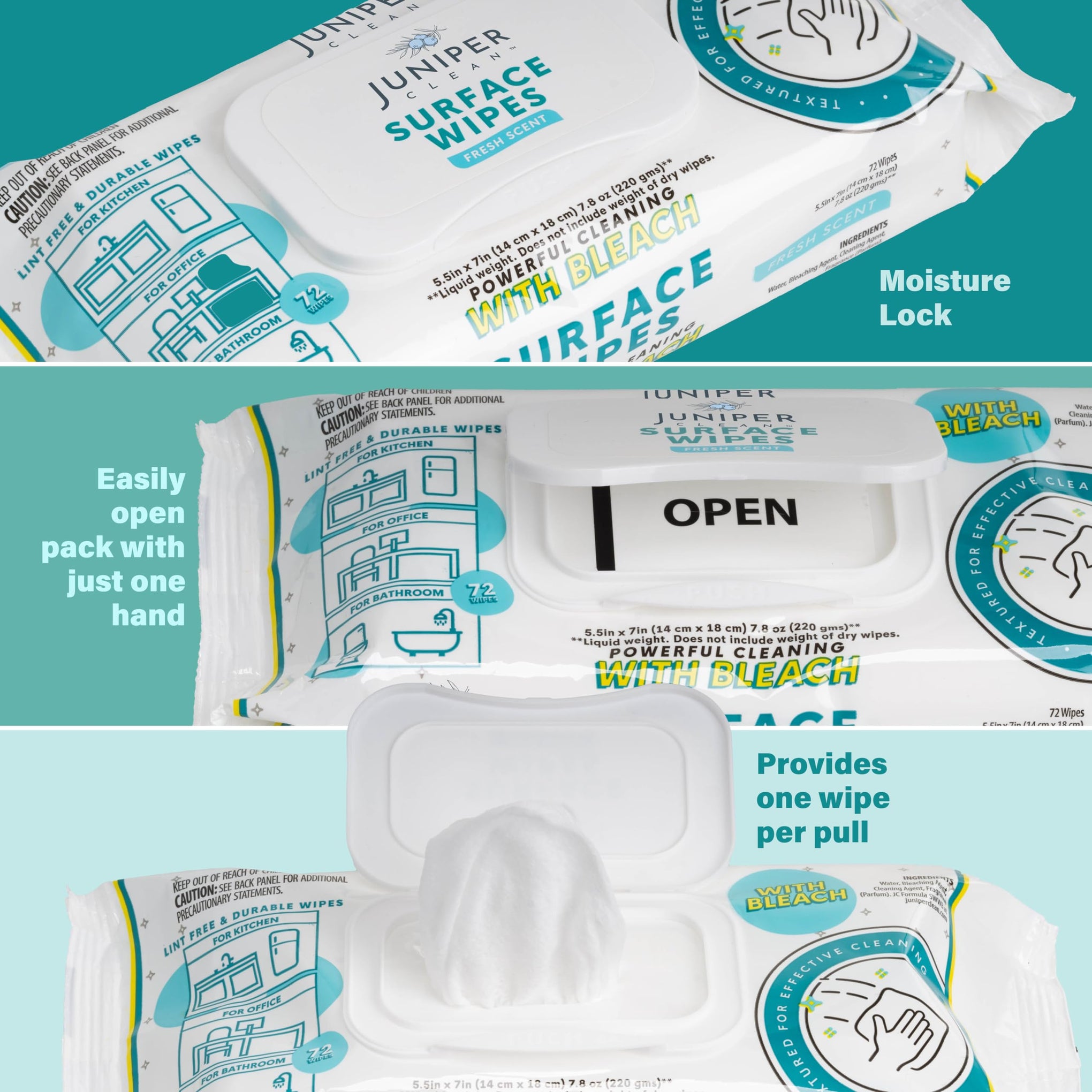 1 Pack Surface Wipes with Bleach (72 Count) - ModHome Supplies