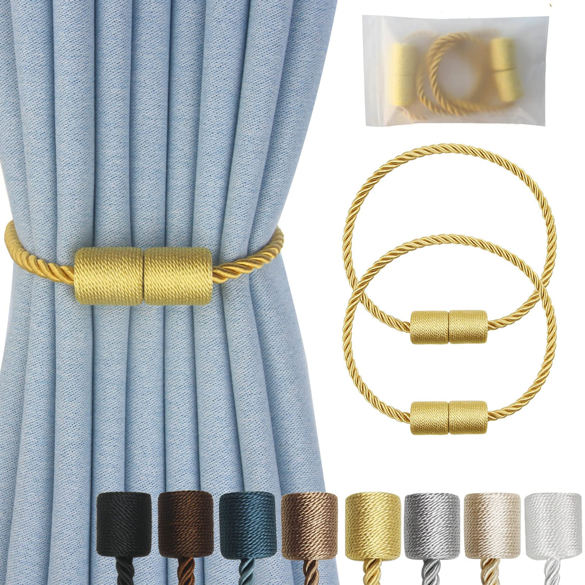 Magnetic Curtain Tiebacks Decorative Holdbacks Rope Tie Back Drapes Hangtty