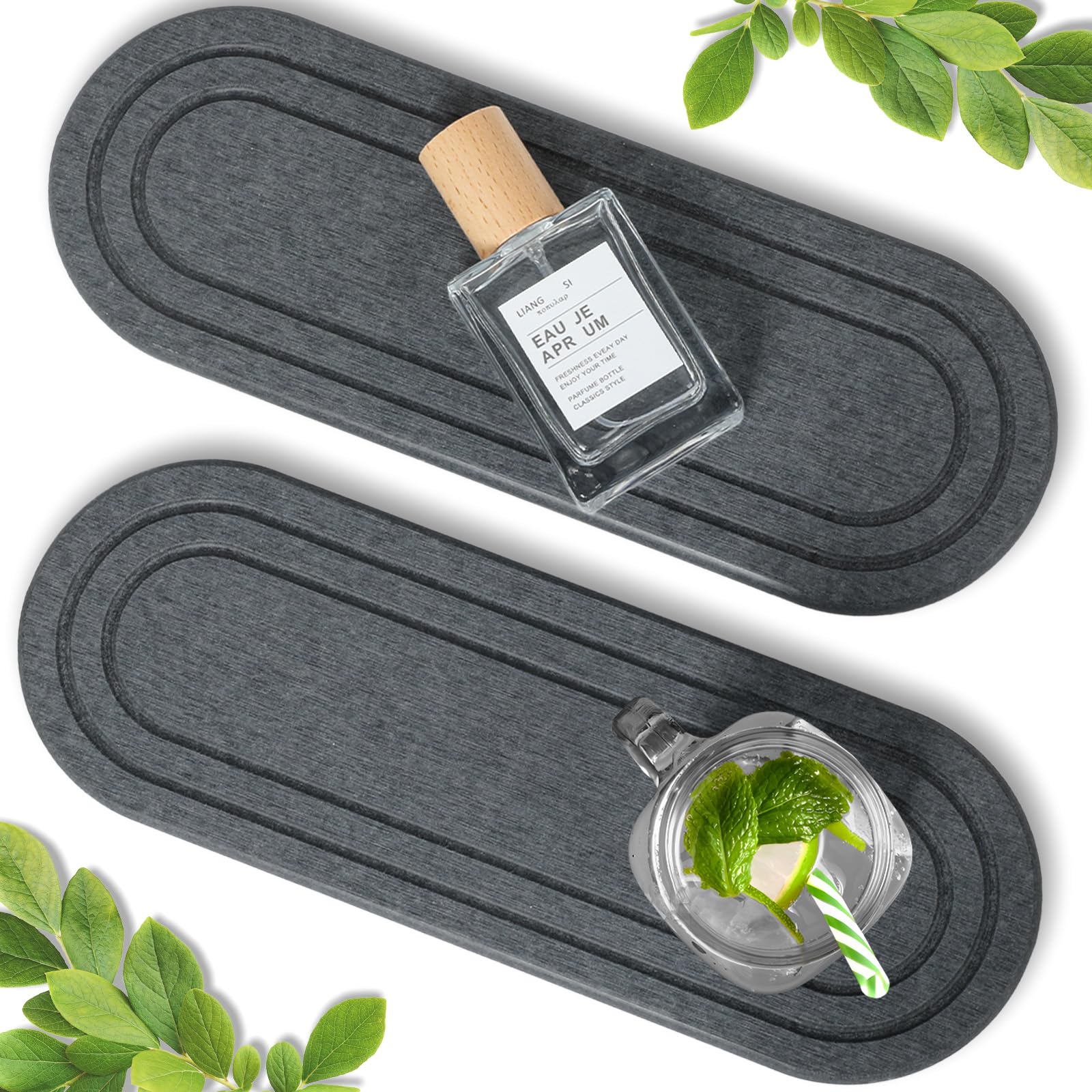 2PCS Water Absorbing Stone Tray (2 Count)