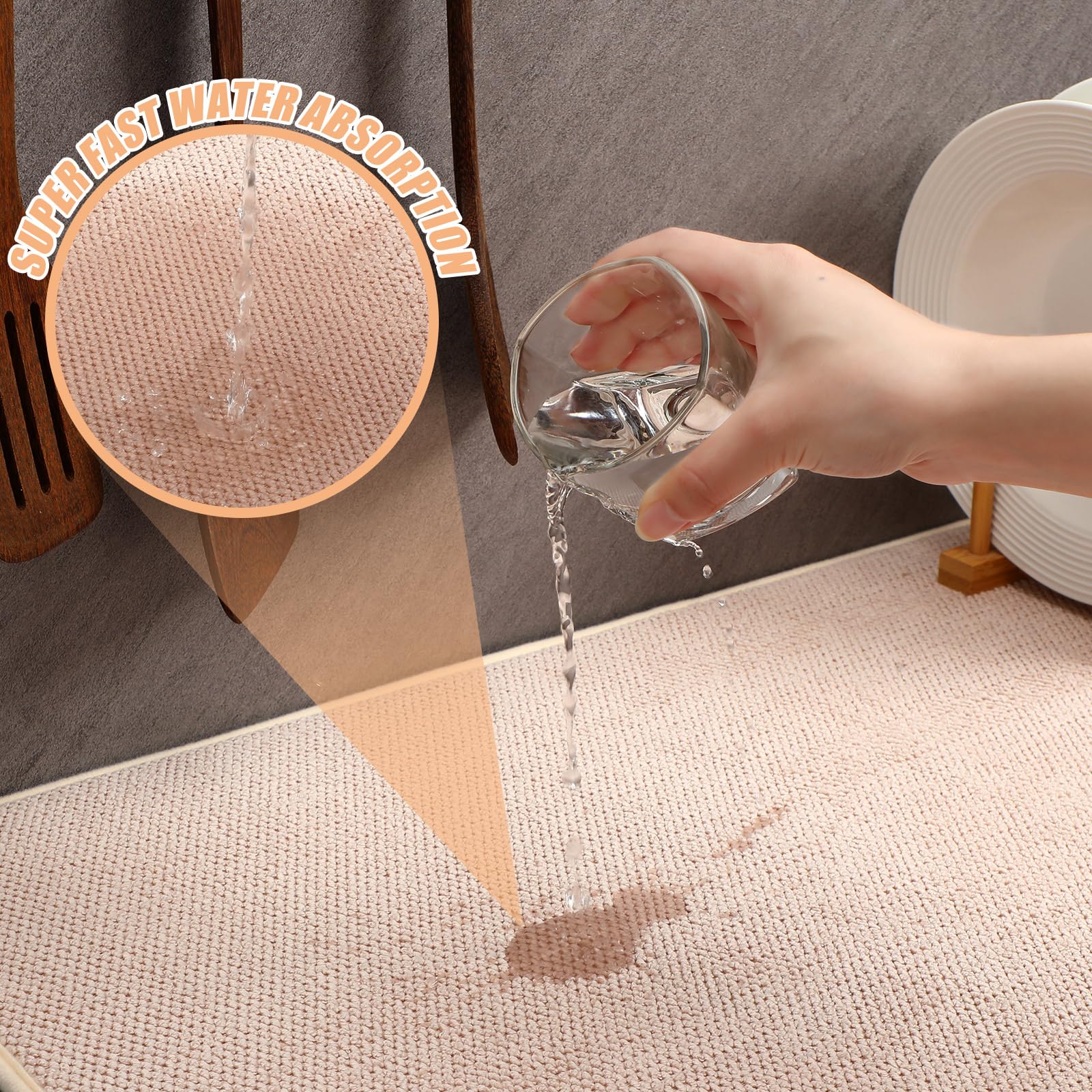 2 Pack Extra Large Dish Drying Mat Microfiber Absorbent Dish Drying Pad Large Size Dishes Drainer Mats for Countertop