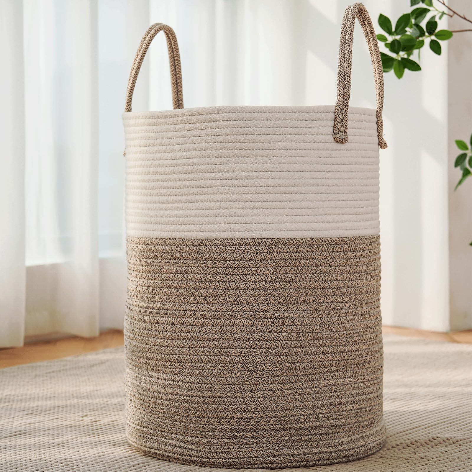100L Cotton Rope Laundry Basket Hamper