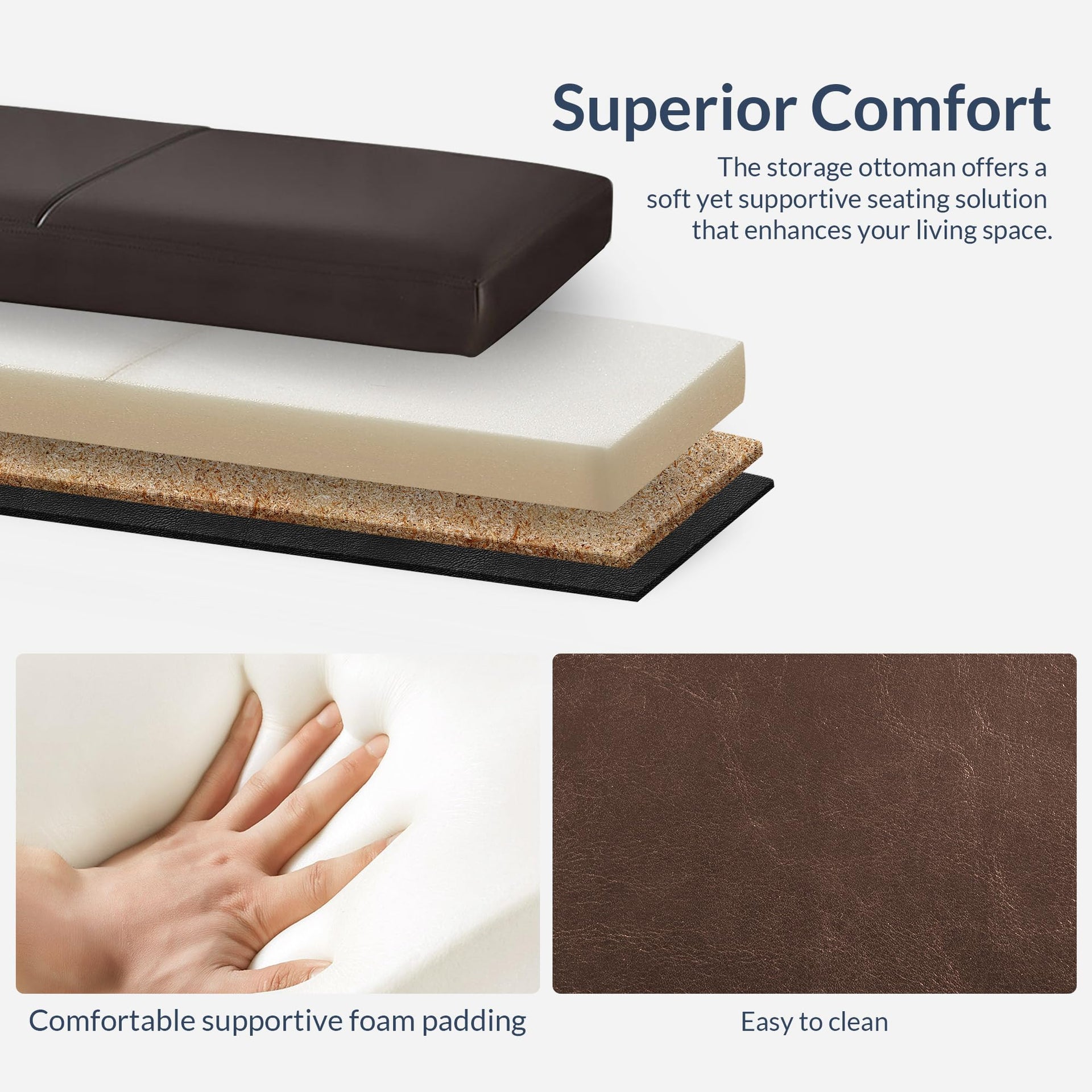 Storage Faux Leather Ottoman