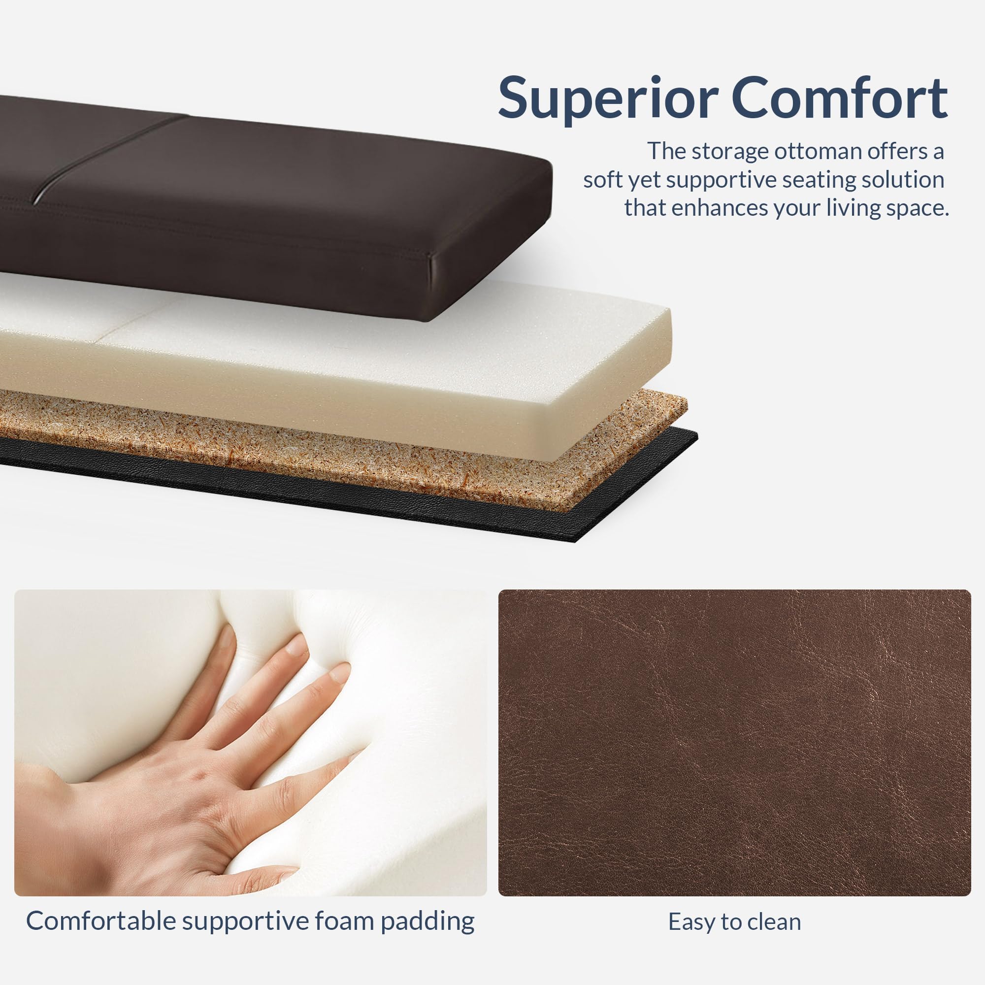 Storage Faux Leather Ottoman
