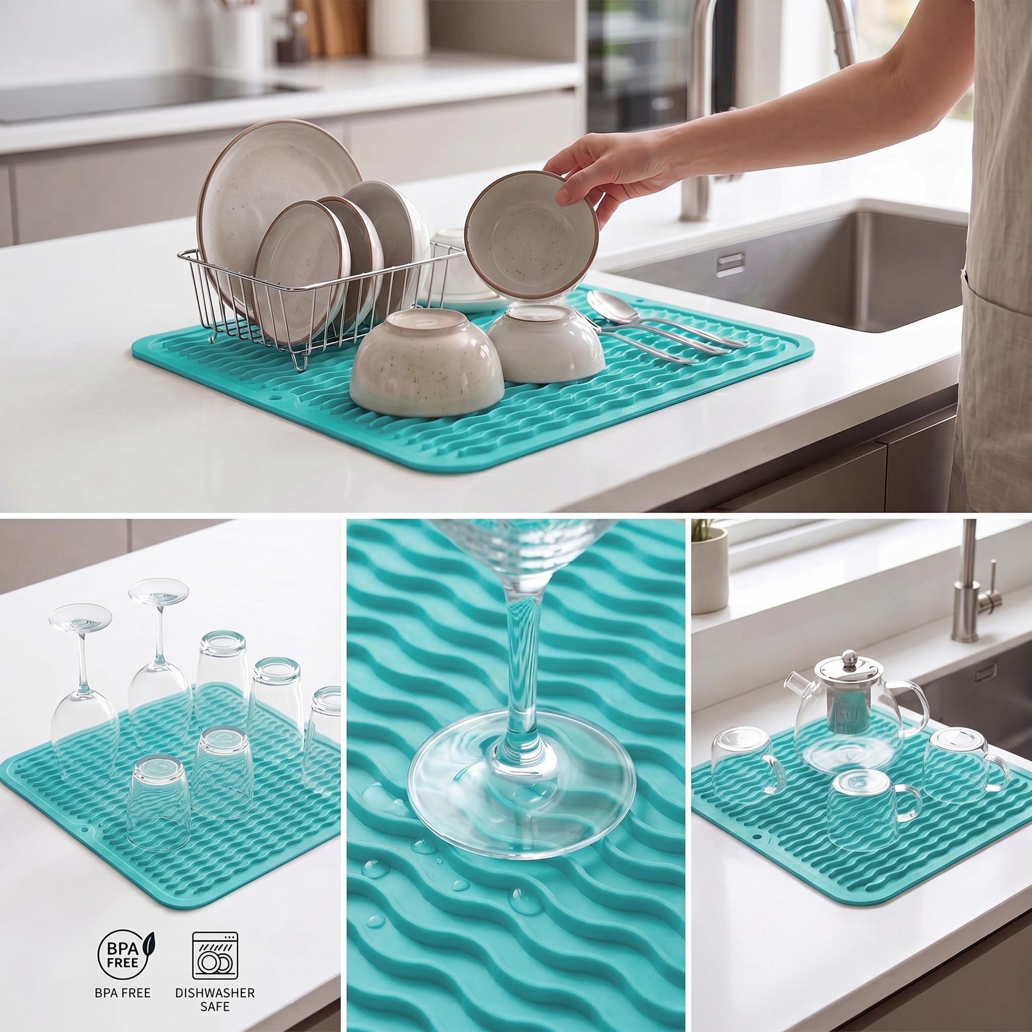 Silicone Dish Drying Mat for Multiple Usage