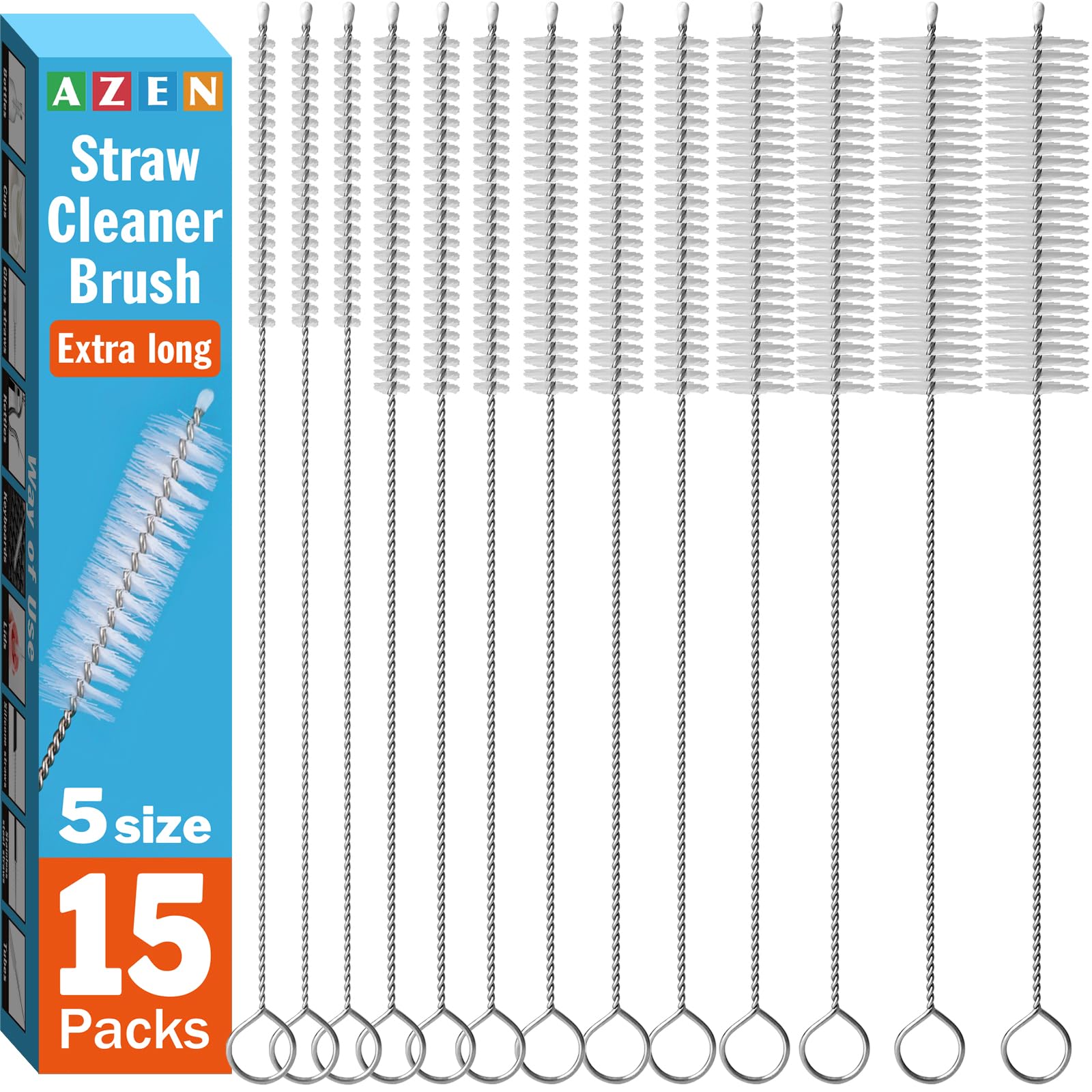 15 Pack Straw Cleaner Brush Set (15 Count)