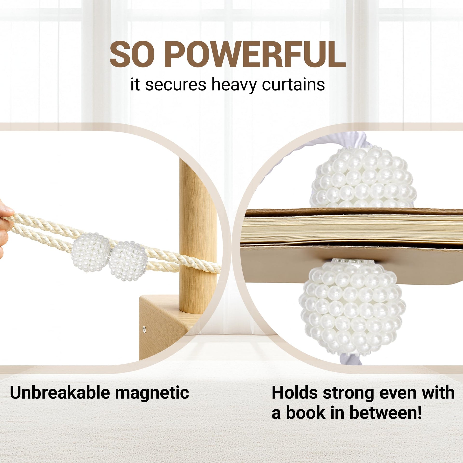 Magnetic Curtain Tiebacks Beige 2pcs (2 Count)
