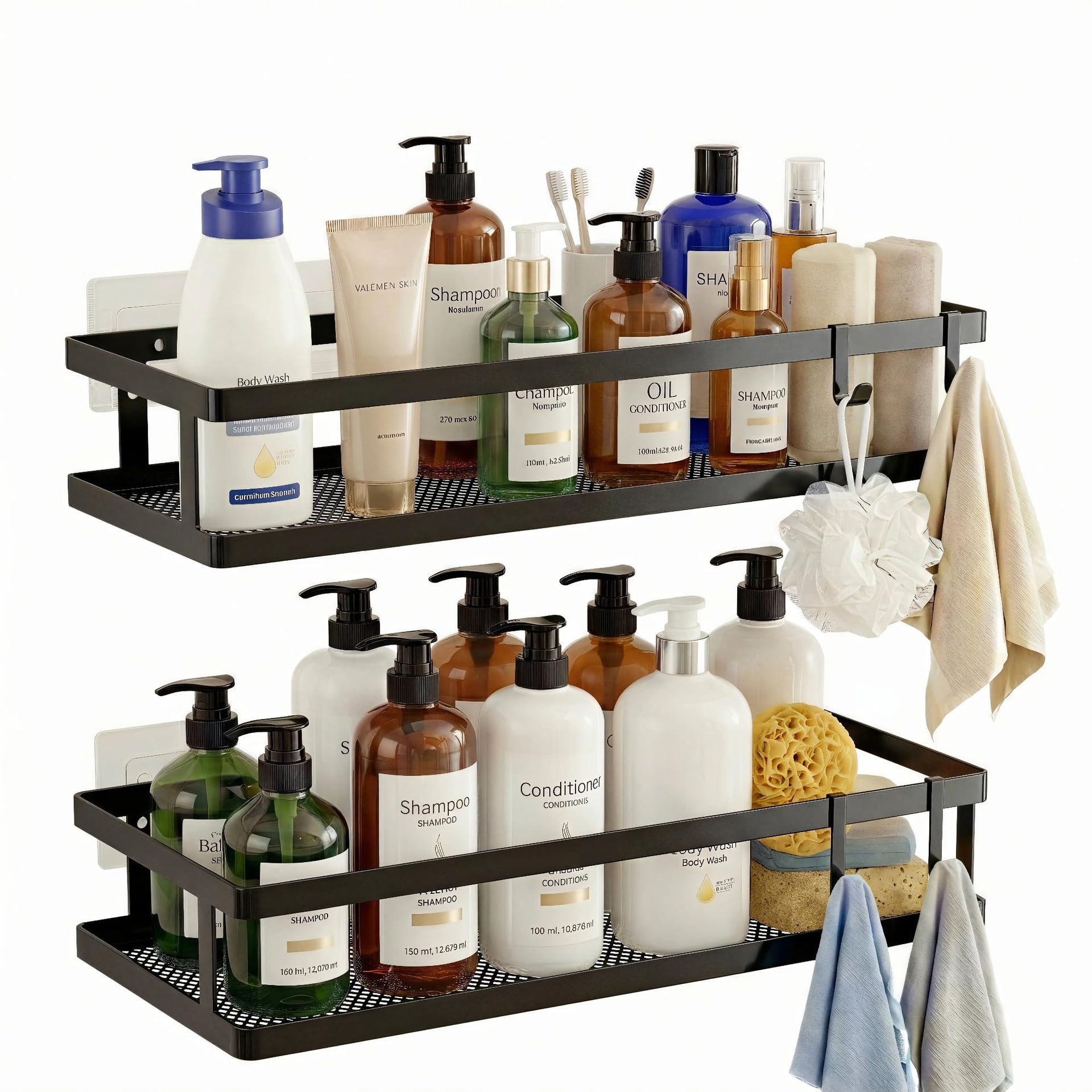 2 Pack Minimalist Shower Caddy Wall Mount (2 Count)