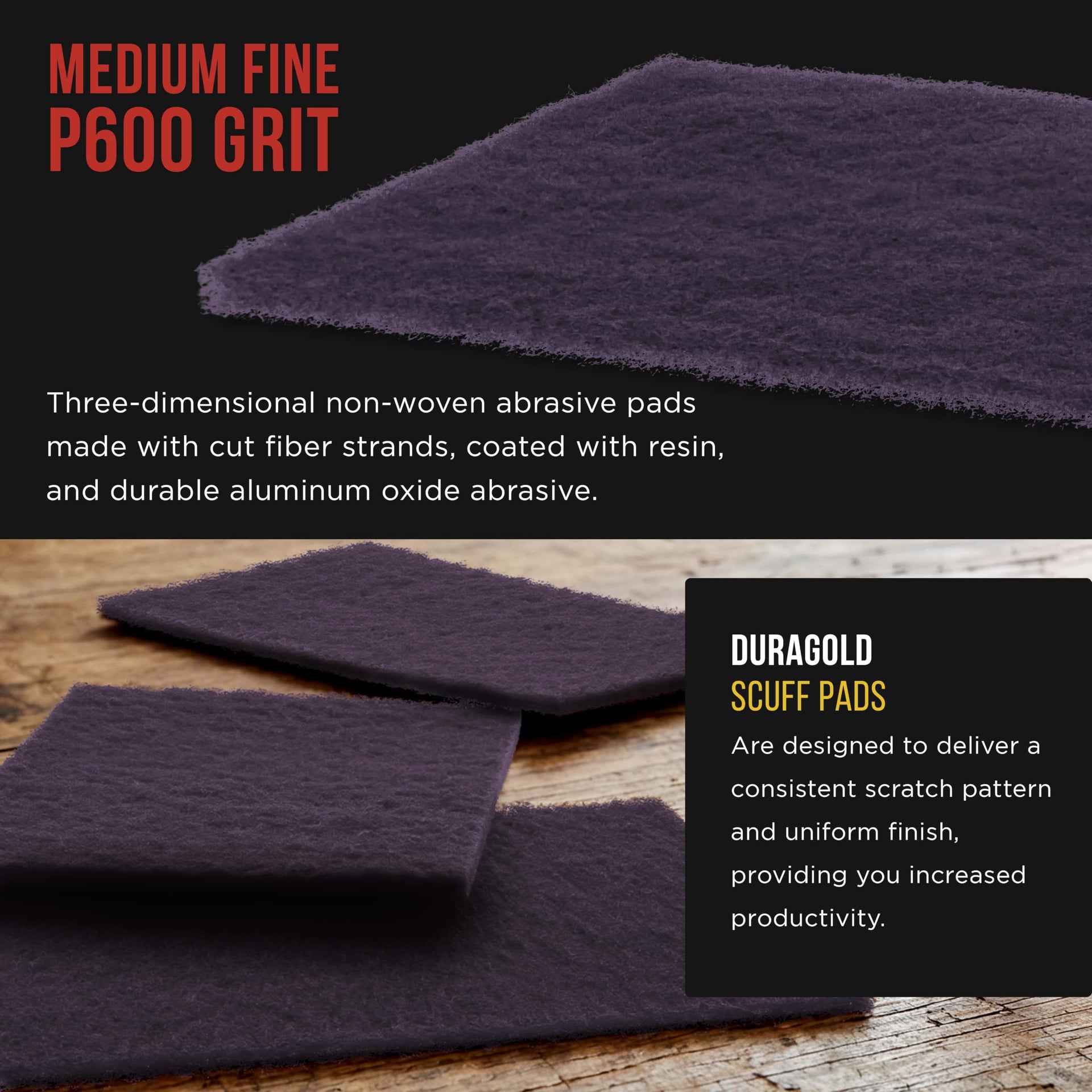 Premium 6" x 9" Purple Medium Fine 600 Grit General Purpose Scuff Pads (10 Count)