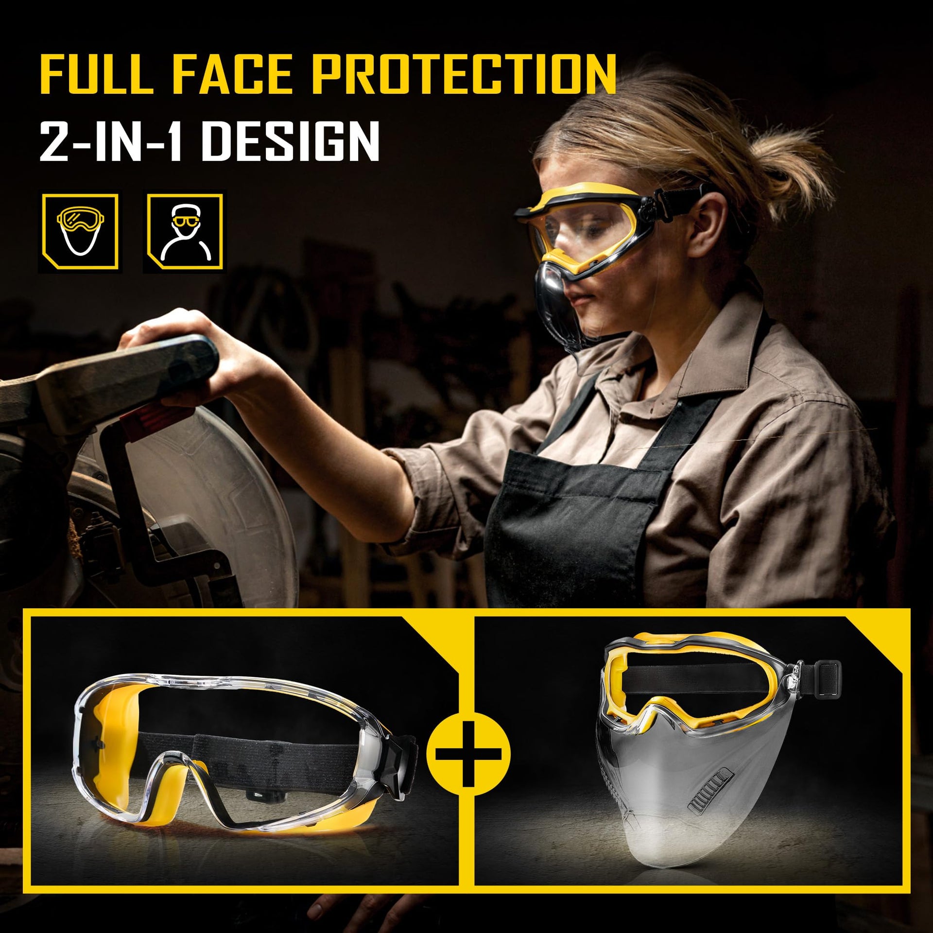 Safety Goggles with Face Shield Mask