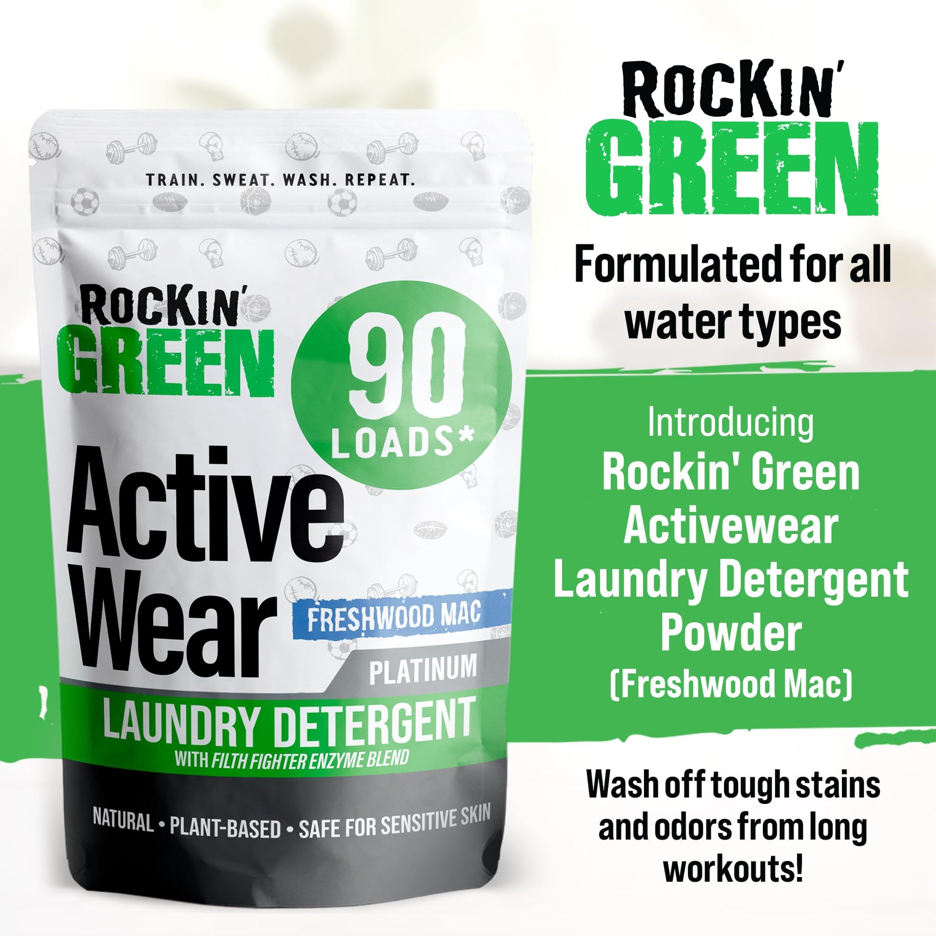 Active Wear Laundry Detergent Powder Freshwood Mac 90 Loads (45 Ounce)