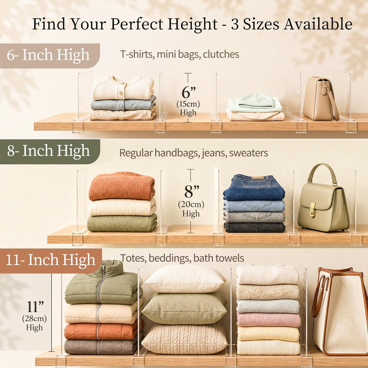 Small Shelf Dividers Purse Organizer (8 Count)