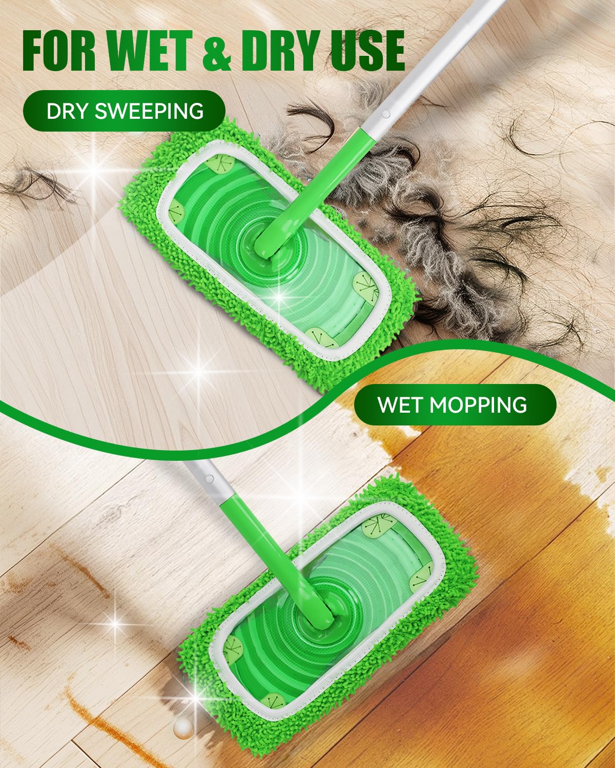 Reusable Microfiber Mop Pads Compatible with Swiffer Sweep & Mop Deluxe (2 Count)