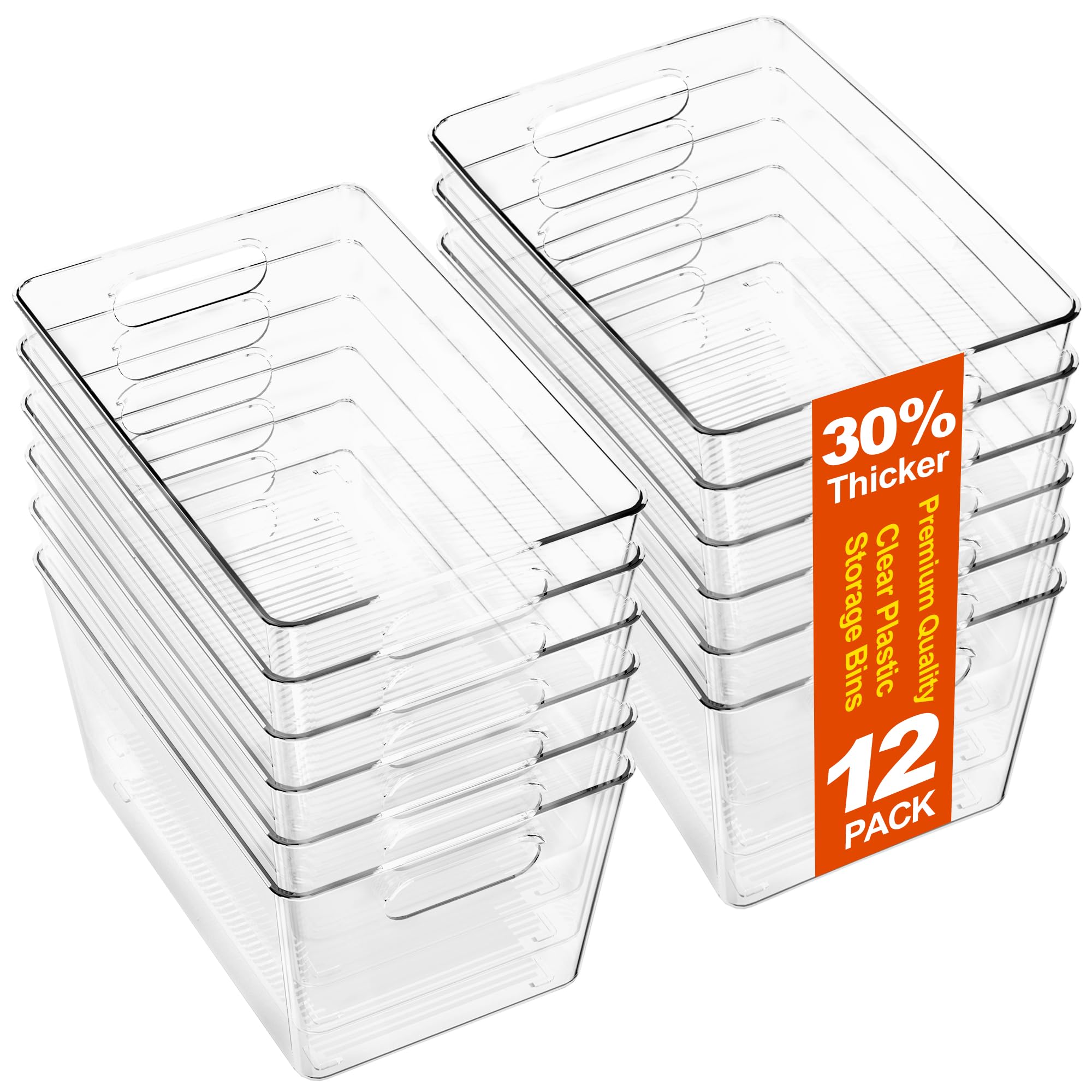 12 Pack Large Clear Plastic Storage Bins (12 Count)