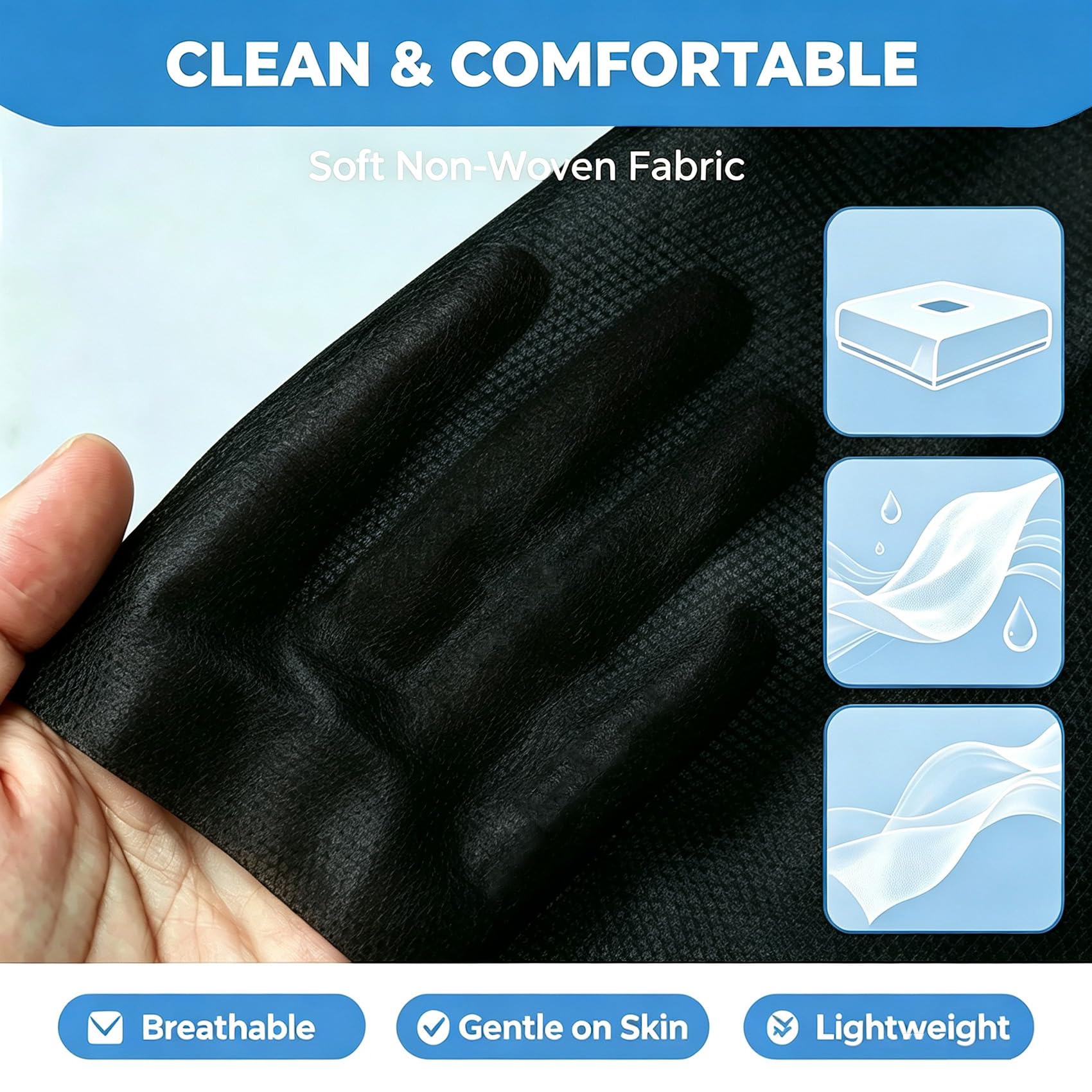 50PCS Massage Table Sheet Disposable Spa Bed Cover 75"x31" Waterproof Black (50 Count)