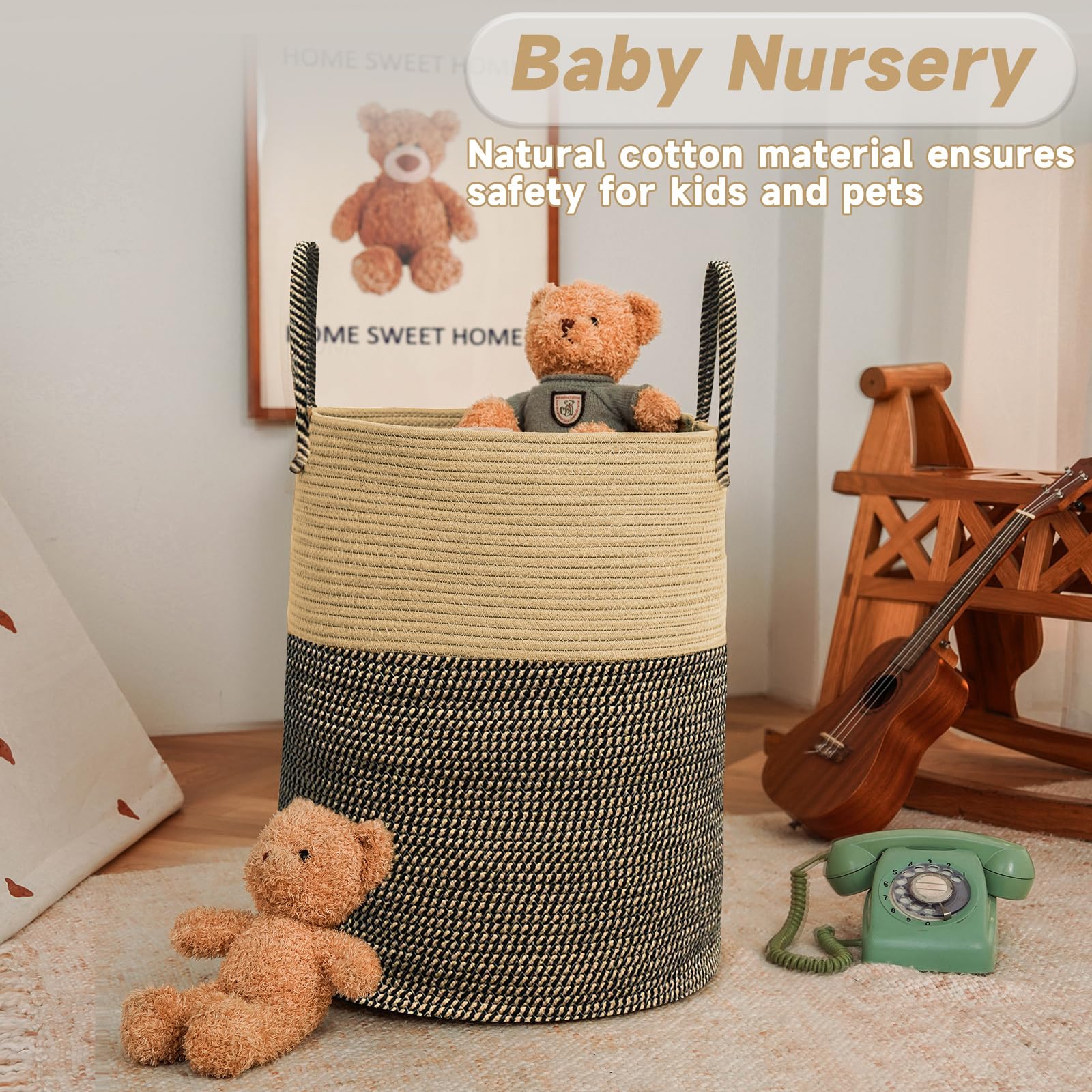 60L Cotton Rope Laundry Basket Hamper