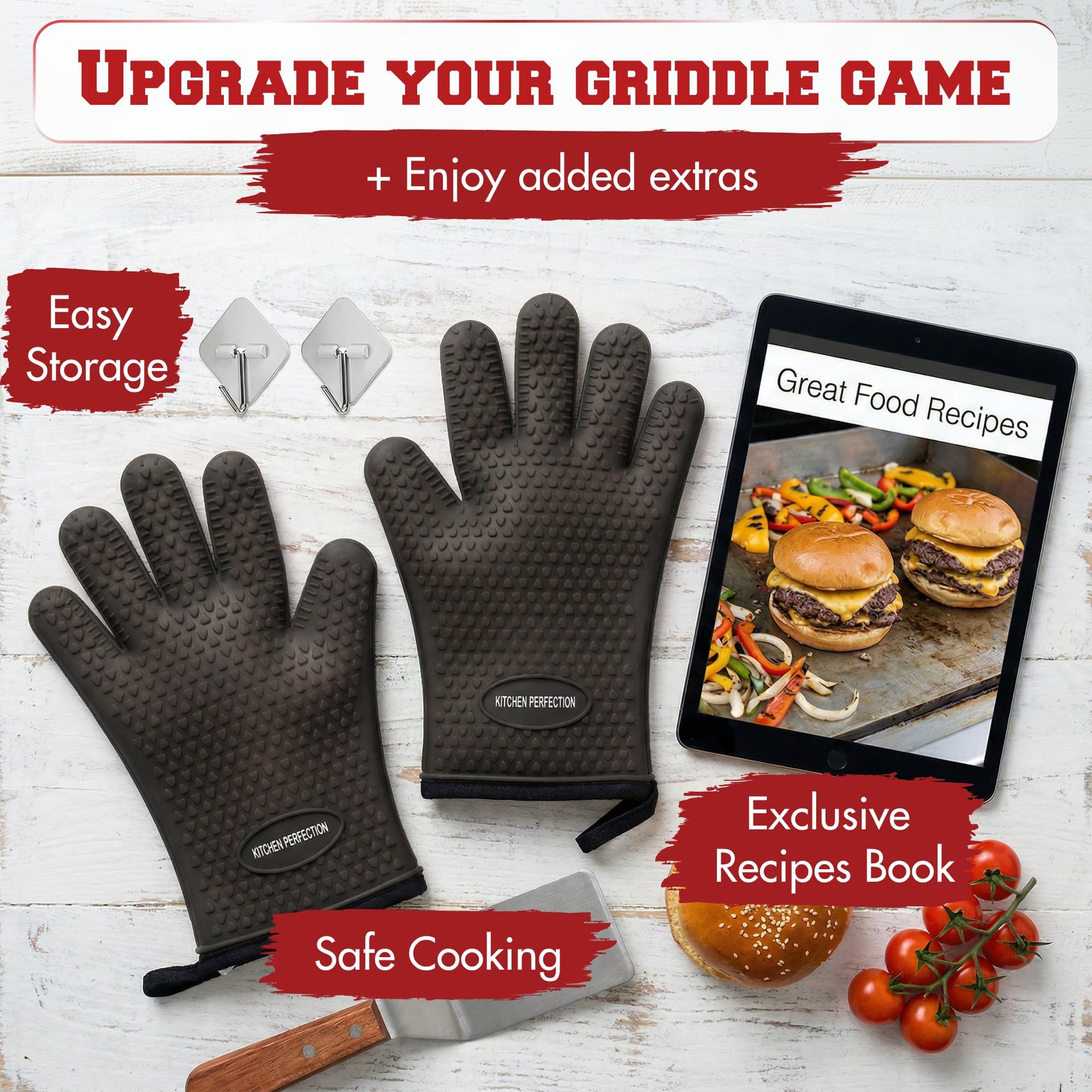 Silicone Griddle Grill Gloves Heat Resistant Oven Mitts