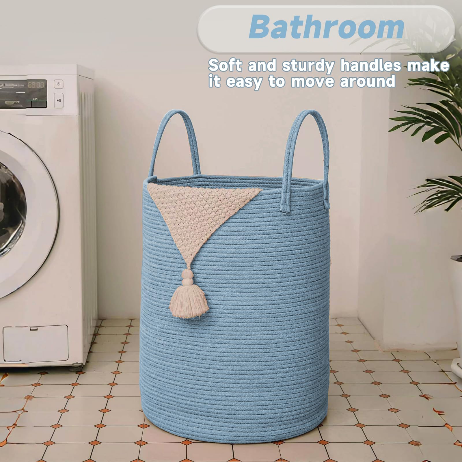 80L Cotton Rope Laundry Basket Hamper